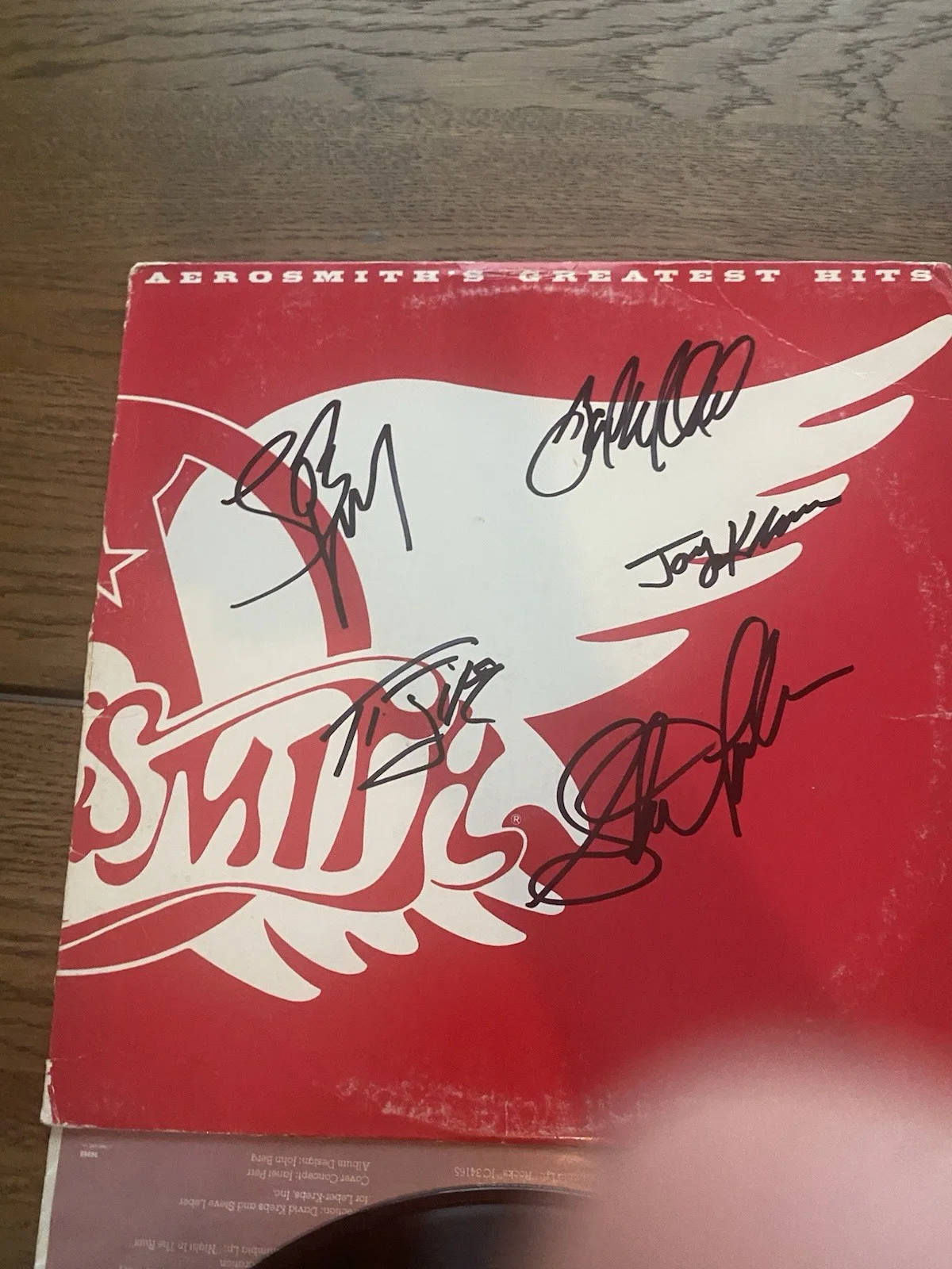 AEROSMITH X5 STEVEN TYLER JOE BRAD TOM JOEY SIGNED Vinyl GREATEST HITS RARE, изображение 2