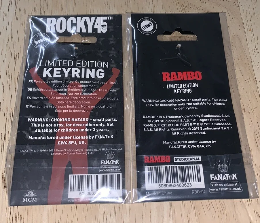 Sylvester Stallone Rocky And Rambo First Blood 2 Keychain Set Keyring Fanattik, изображение 2