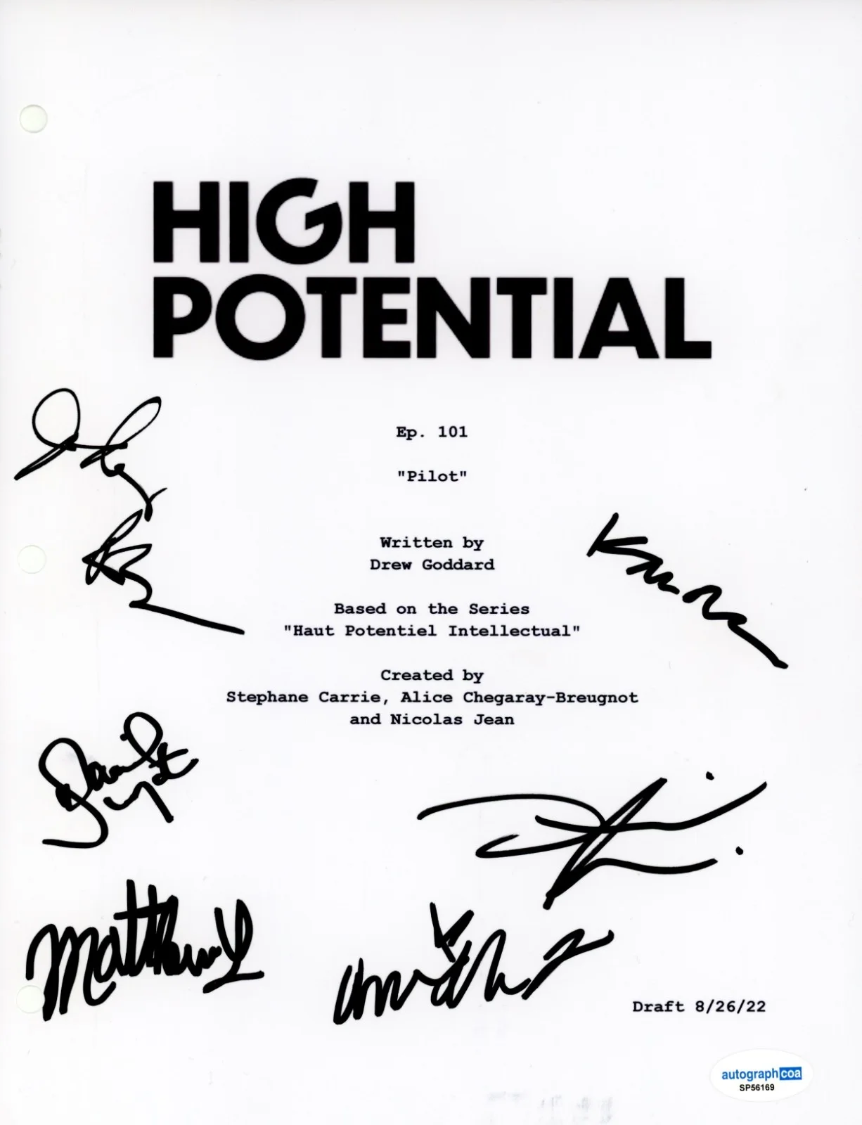 Kaitlin Olson Judy Reyes Daniel Sunjata Amirah Vann Deniz Akdeniz — HIGH POTENTIAL SIGNED PILOT SCRIPT BY x6 CAST Kaitlin Olson Judy Reyes ACOA COA, image 2
