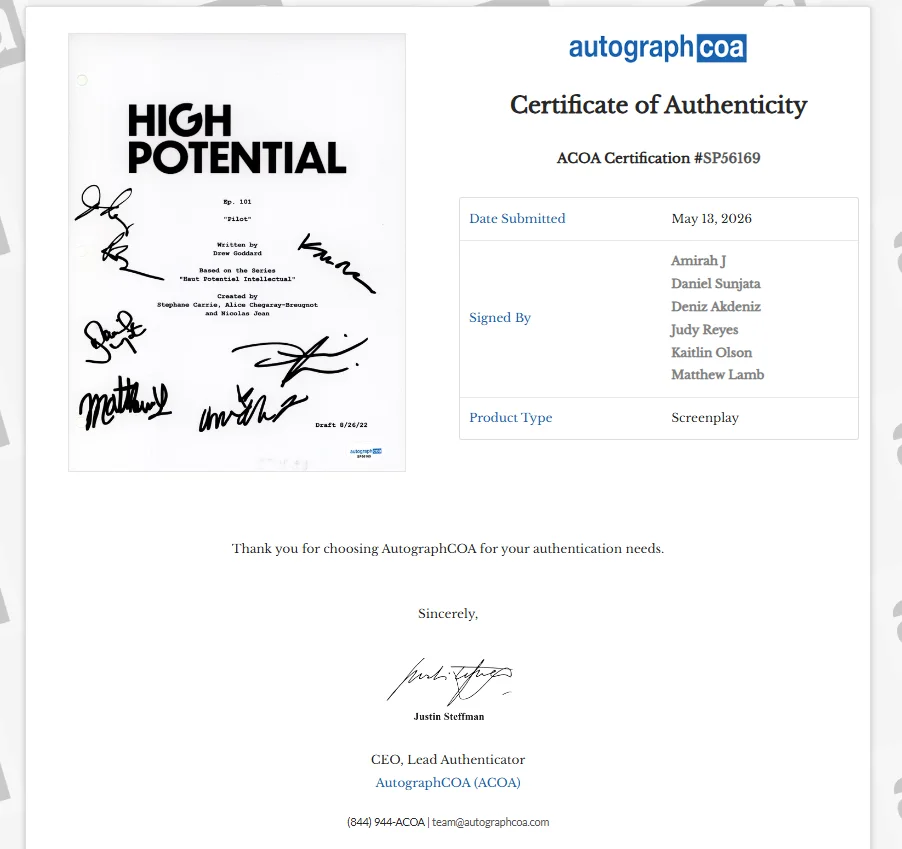 Kaitlin Olson Judy Reyes Daniel Sunjata Amirah Vann Deniz Akdeniz — HIGH POTENTIAL SIGNED PILOT SCRIPT BY x6 CAST Kaitlin Olson Judy Reyes ACOA COA, image 4