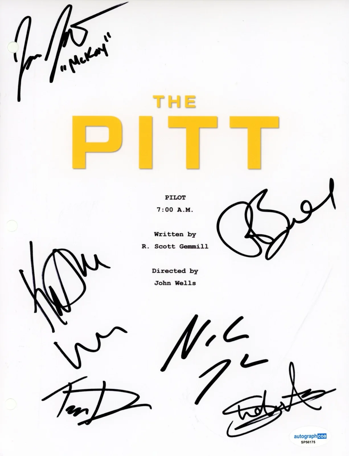 Fiona Dourif Katherine LaNasa Noah Wyle Patrick Ball Shabana Azee — THE PITT SIGNED PILOT SCRIPT BY X6 CAST Katherine LaNasa Noah Wyle ACOA COA, image 3