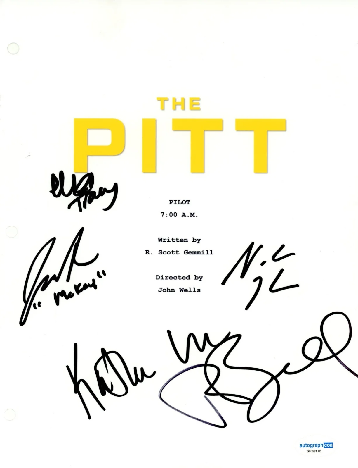 Fiona Dourif Katherine LaNasa Noah Wyle Patrick Ball Tracy Ifeac — THE PITT SIGNED PILOT SCRIPT BY X6 CAST Noah Wyle Patrick Ball ACOA COA, image 2