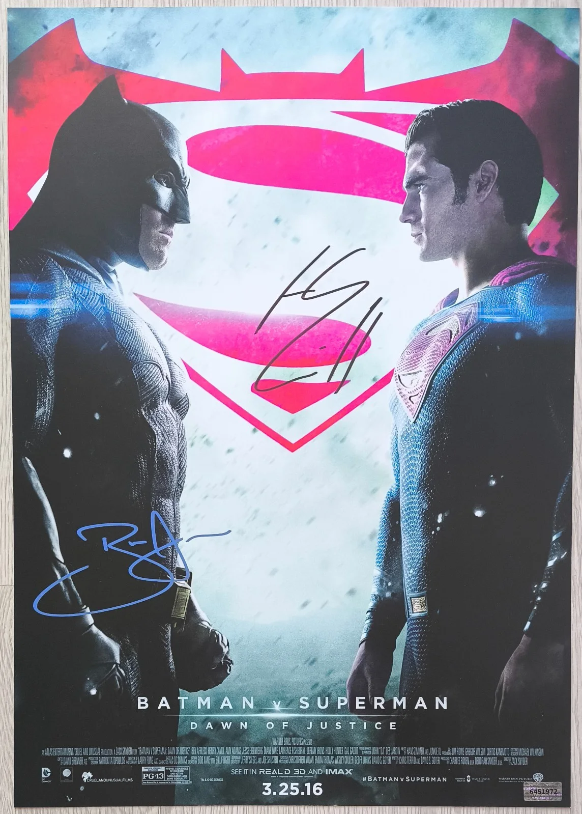 Henry Cavill, Ben Affleck — Autograph Henry Cavill, Ben Affleck Signed 11x17 Poster ( Batman v Superman )