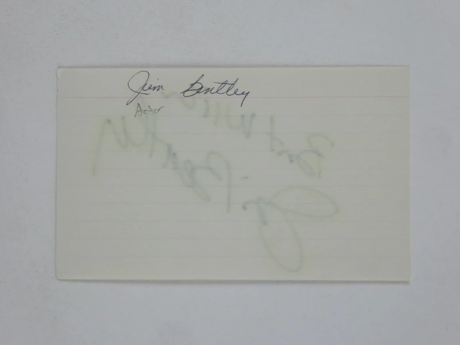 Jim Bentley — Jim Bentley Hand Signed Autographed 3x5 Index Card Actor, image 2