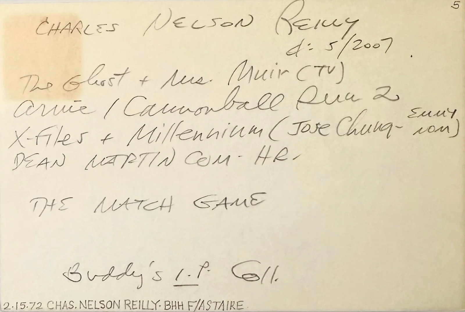 Charles Nelson Reilly — CHARLES NELSON REILLY Signed Autographed 4"x 6" INDEX CARD THE MATCH GAME, изображение 4