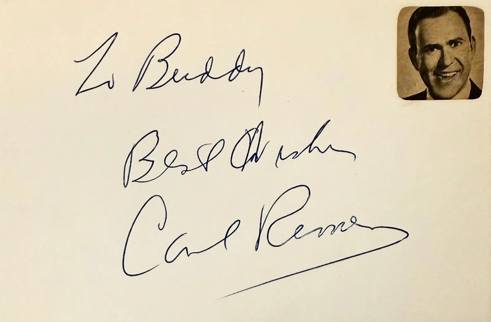 Carl Reiner — CARL REINER Signed Autographed 4x6 INDEX CARD Dead Men Don't Wear Plaid Oh, God!, изображение 3
