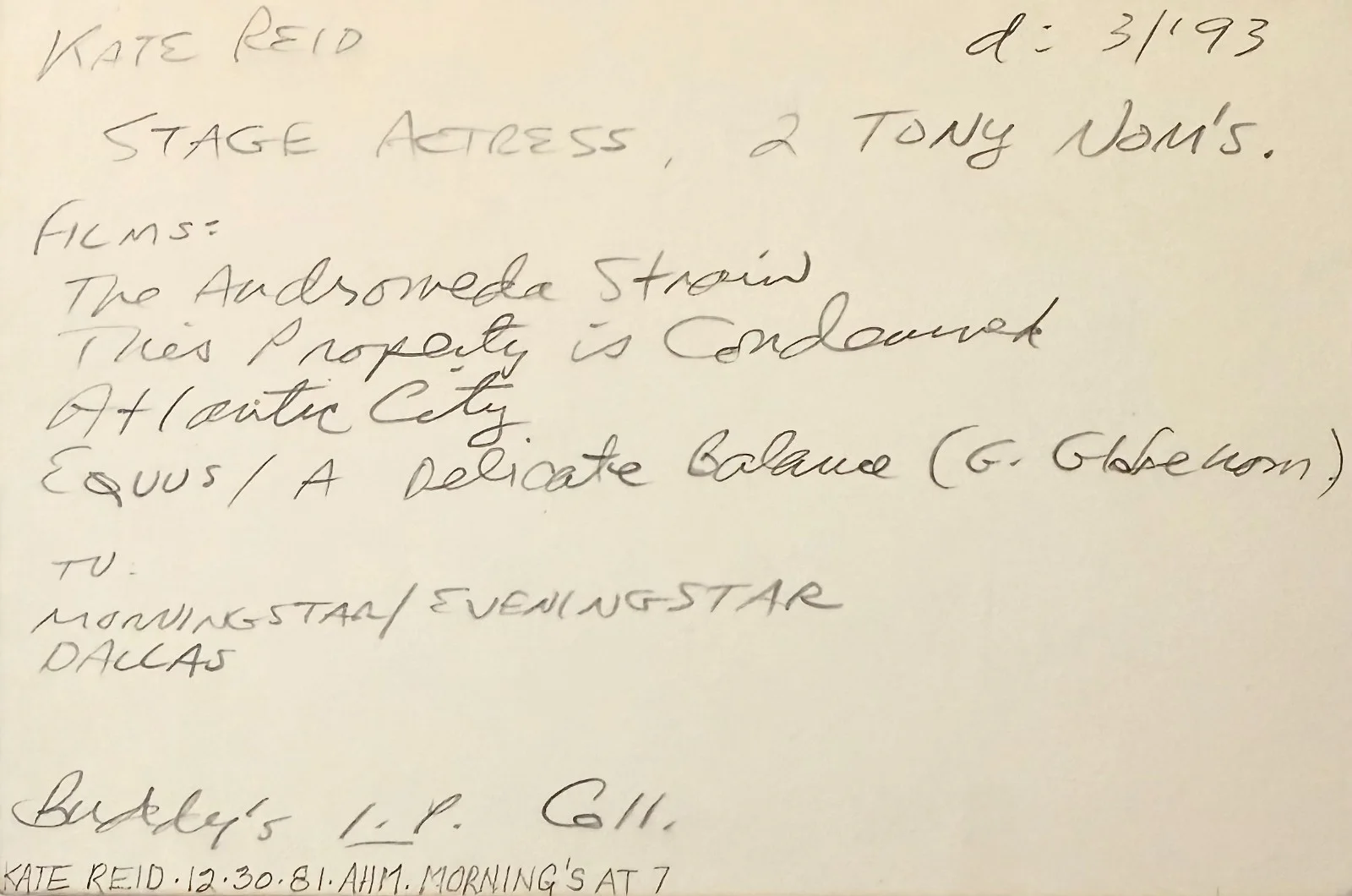 Kate Reid — KATE REID Signed Autographed 4"x 6" INDEX CARD The Andromeda Strain DEATH SHIP, image 4