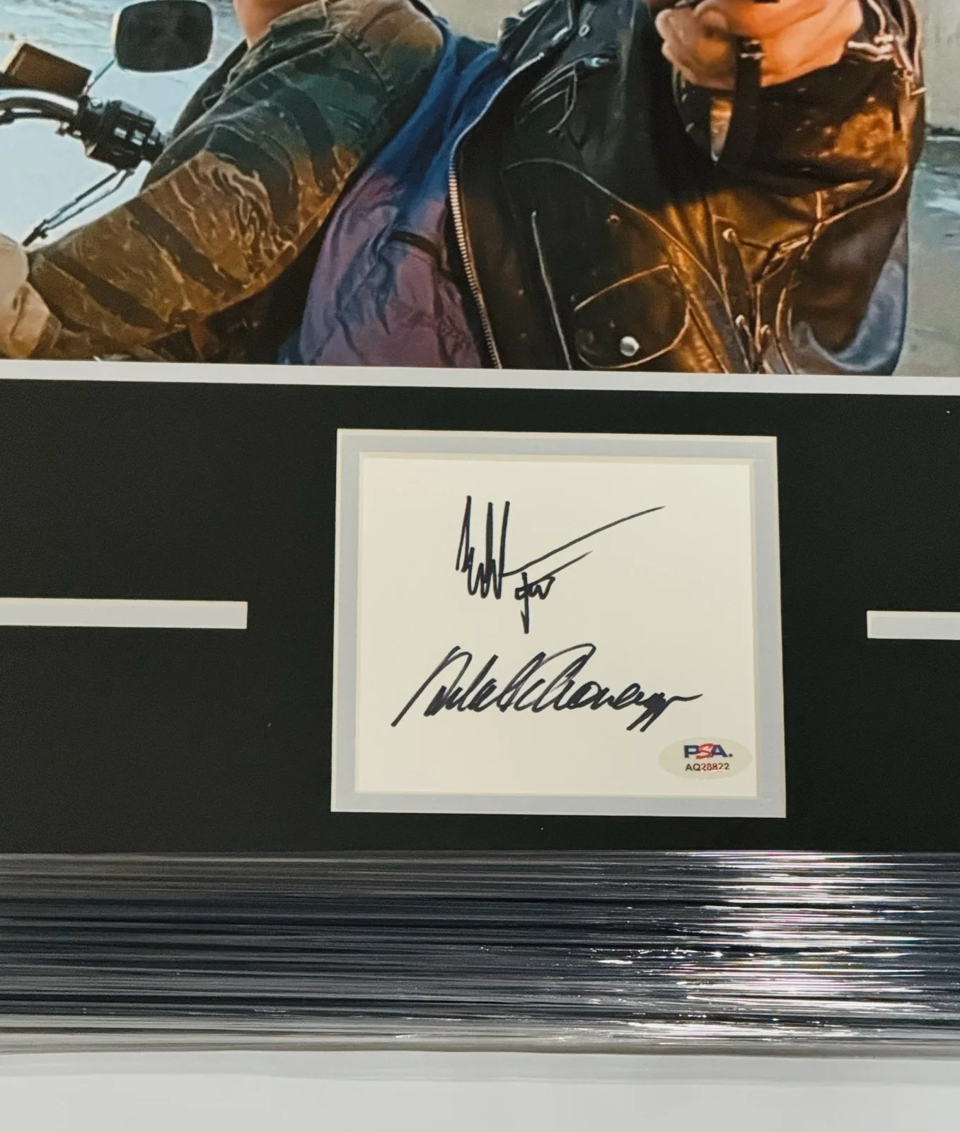 ARNOLD SCHWARZENEGGER & EDWARD FURLONG SIGNED FRAMED TERMINATOR DISPLAY PSA COA, image 2