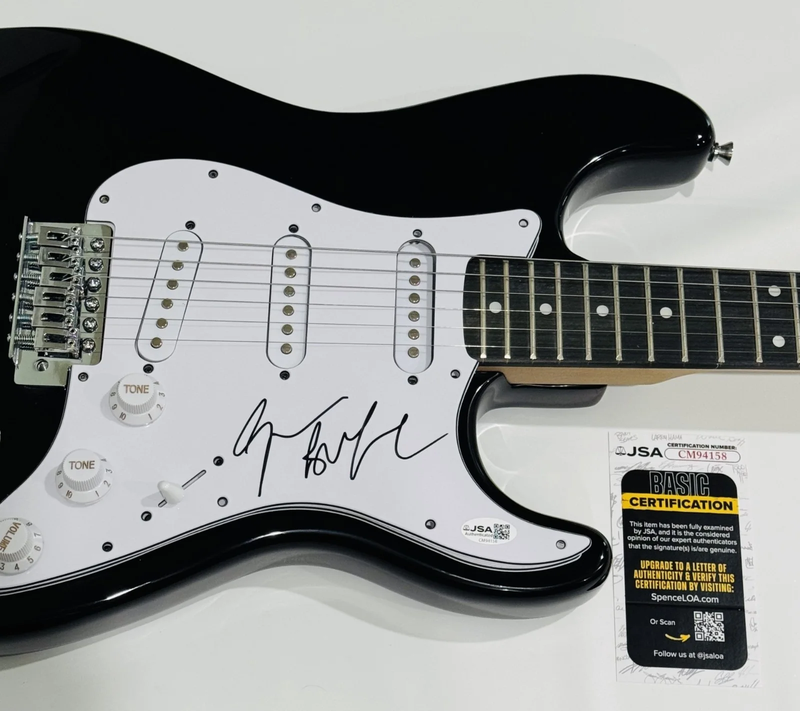 GEEZER BUTLER SIGNED BLACK ELECTRIC GUITAR BLACK SABBATH JSA COA, image 2