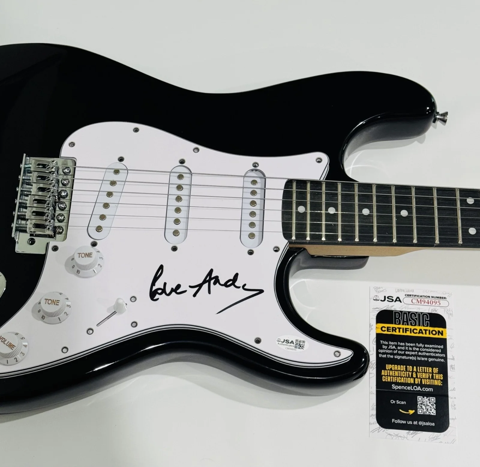 ANDY BELL SIGNED BLACK ELECTRIC GUITAR ERASURE JSA COA, image 2