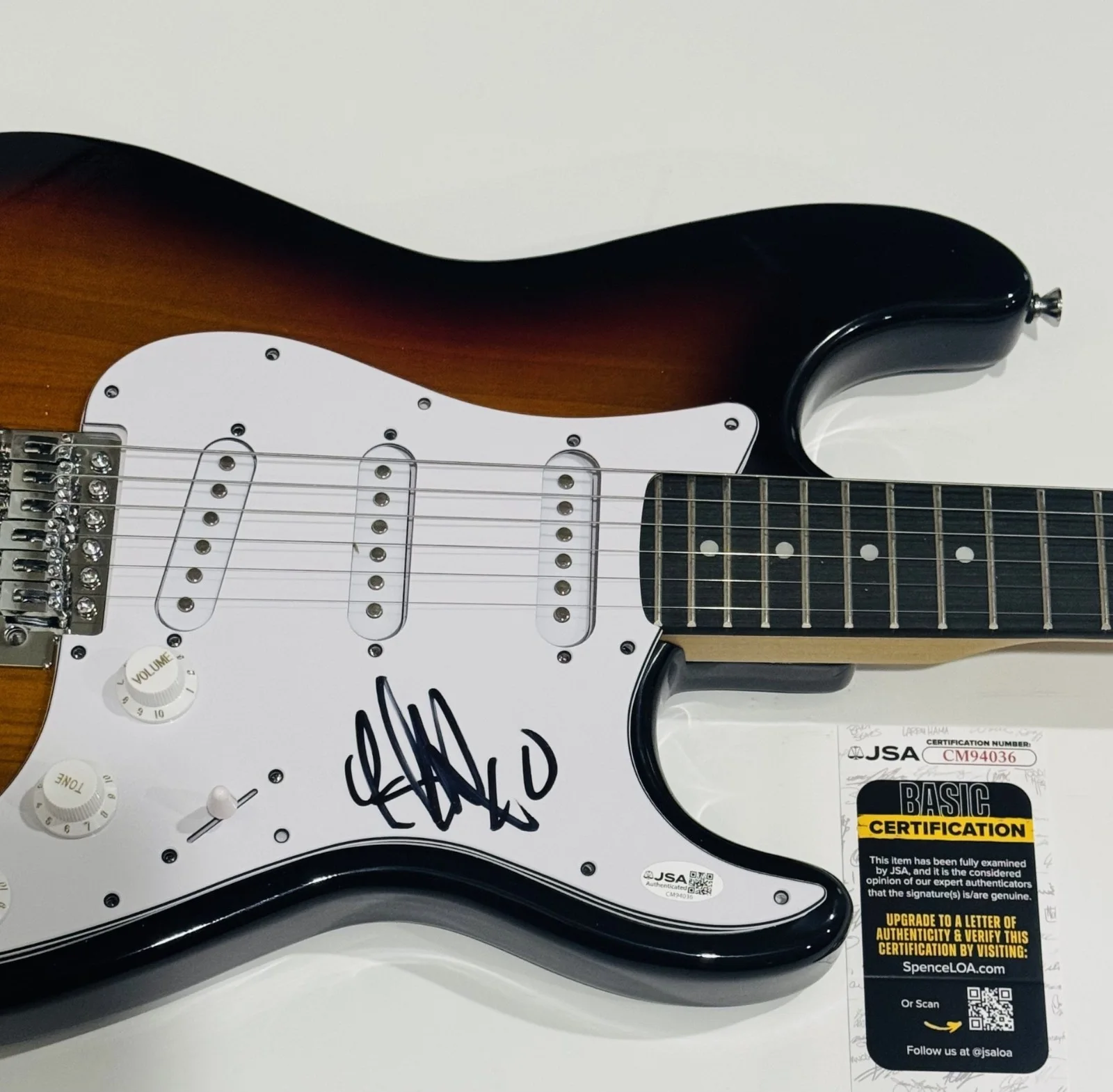 LIGHTS VALERIE POXLEITNER SIGNED SUNBURST ELECTRIC GUITAR JSA COA, image 2