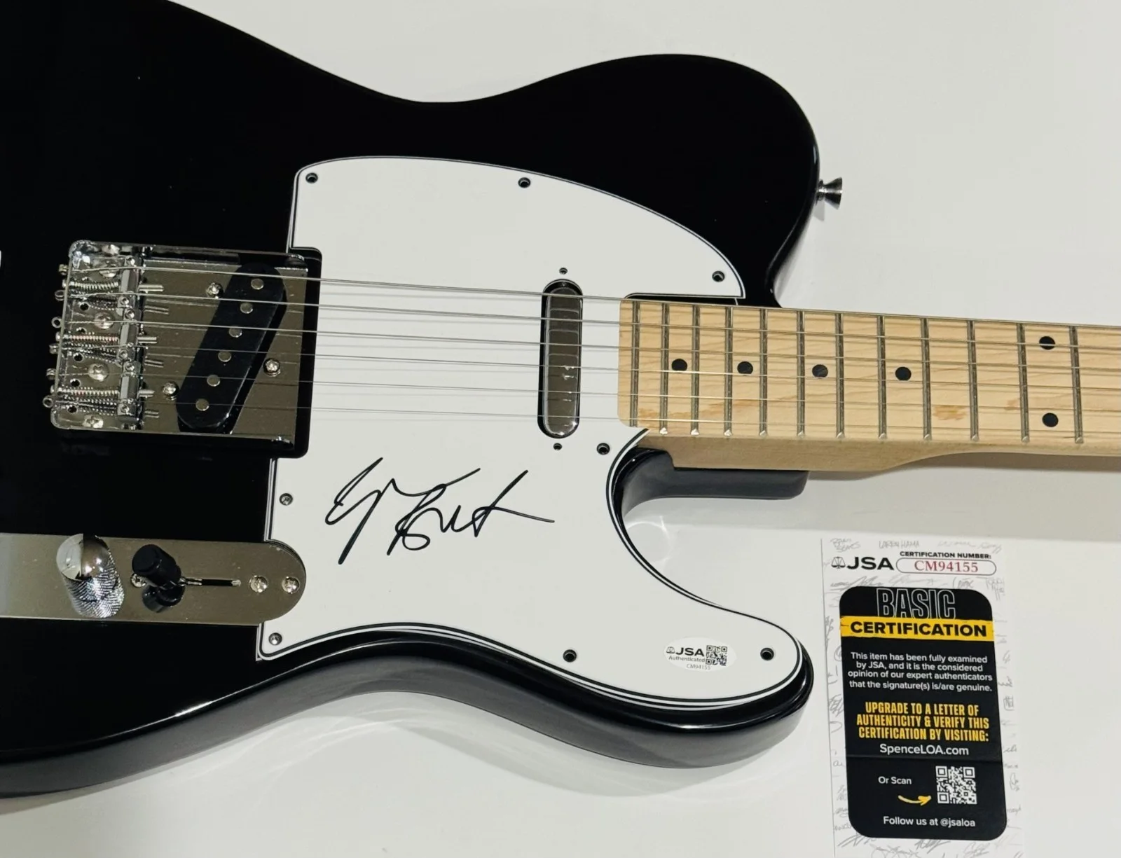 GEEZER BUTLER SIGNED BLACK ELECTRIC GUITAR BLACK SABBATH JSA COA, image 2