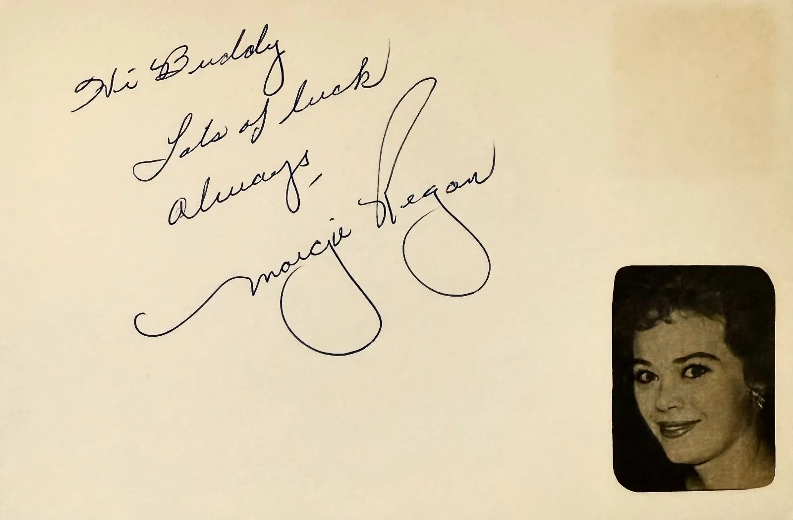 Margie Regan — MARGIE REGAN Signed Autographed 4"x 6" INDEX CARD 87 Precinct SEA HUNT, image 3
