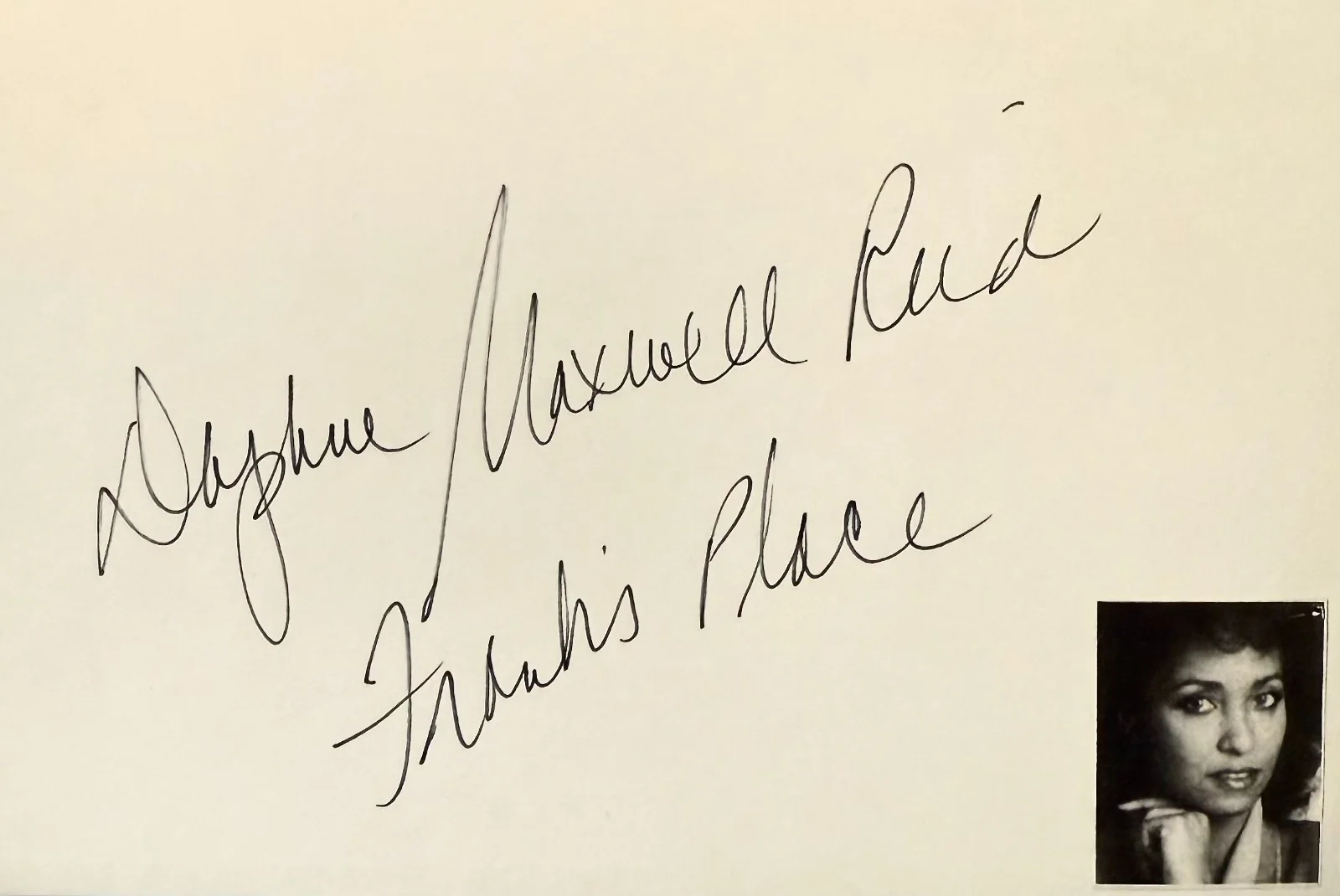 Daphne Maxwell Reid — DAPHNE MAXWELL REID Signed Autographed 4"x 6" INDEX CARD Frank's Place Bel-Air