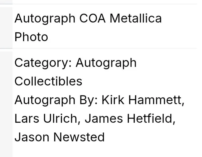 W/COA- METALLICA ORIGINAL FULL-BAND AUTOGRAPHS ON 8X12" 1996 PHOTO PROMO 🎸 🤘, изображение 2