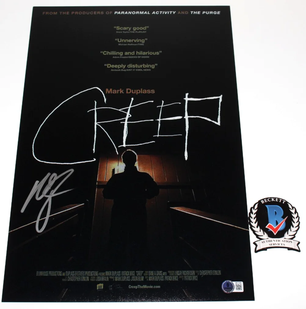 MARK DUPLASS SIGNED 'CREEP' 12x18 MOVIE POSTER HORROR CLASSIC BECKETT BAS COA, изображение 2