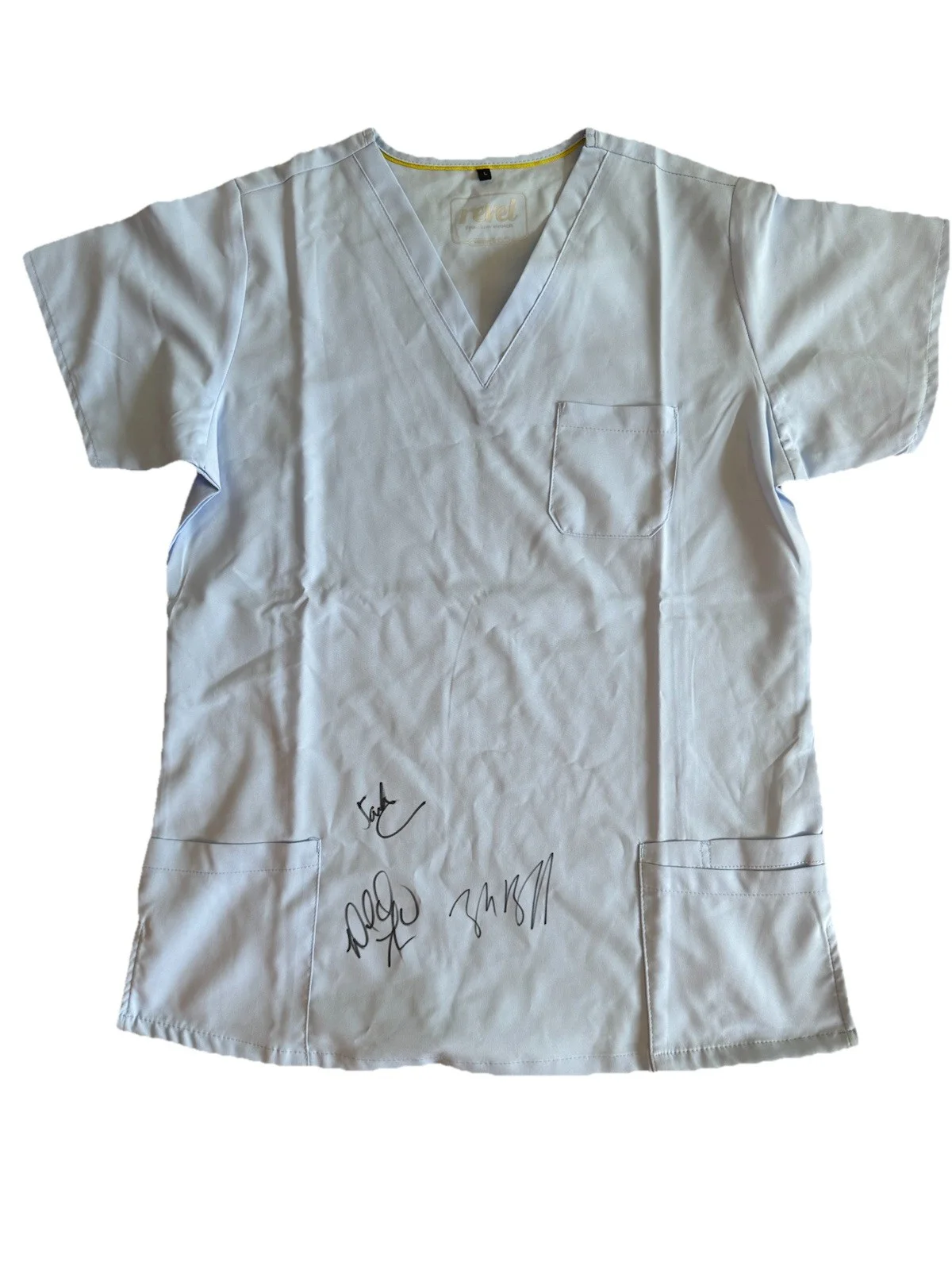 Scrubs Signed Scrub shirt x3 Sarah Chalke, Zach Braff, Donald Faison SWAU LOA 2, изображение 2
