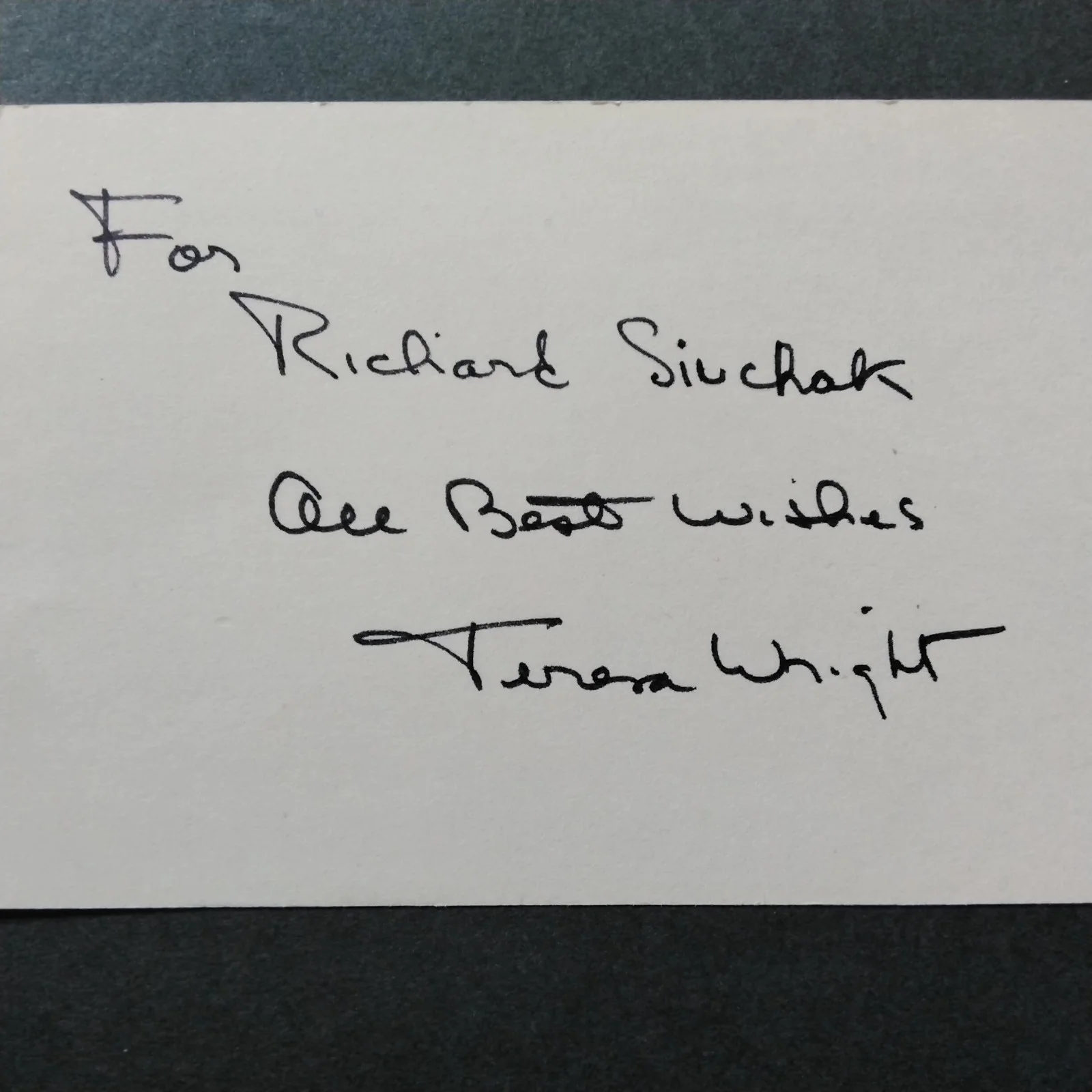 Teresa Wright SIGNED Card Photo 40s Movie Actress Little Foxes Shadow of Doubt, image 4