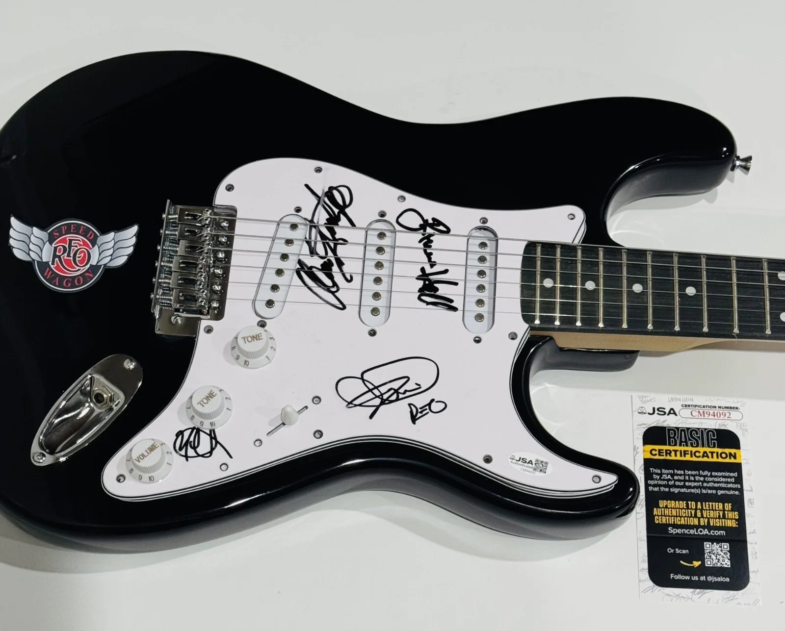 REO SPEEDWAGON SIGNED GUITAR KEVIN CRONIN DOUGHTY HALL GRATZER RARE JSA COA, изображение 2