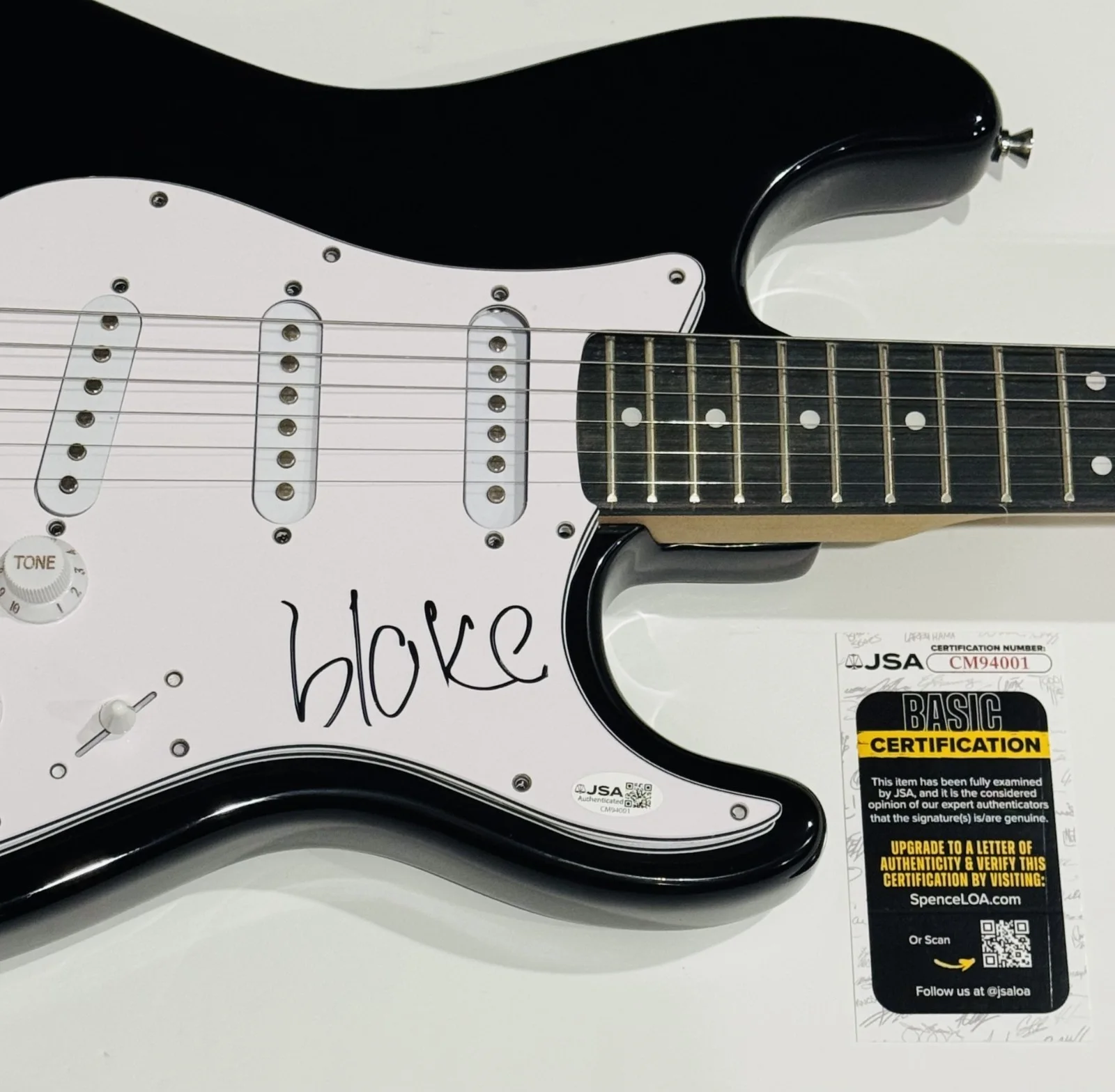 BLAKE SCHWARZENBACH SIGNED BLACK ELECTRIC GUITAR JAWBREAKER JSA COA, image 2