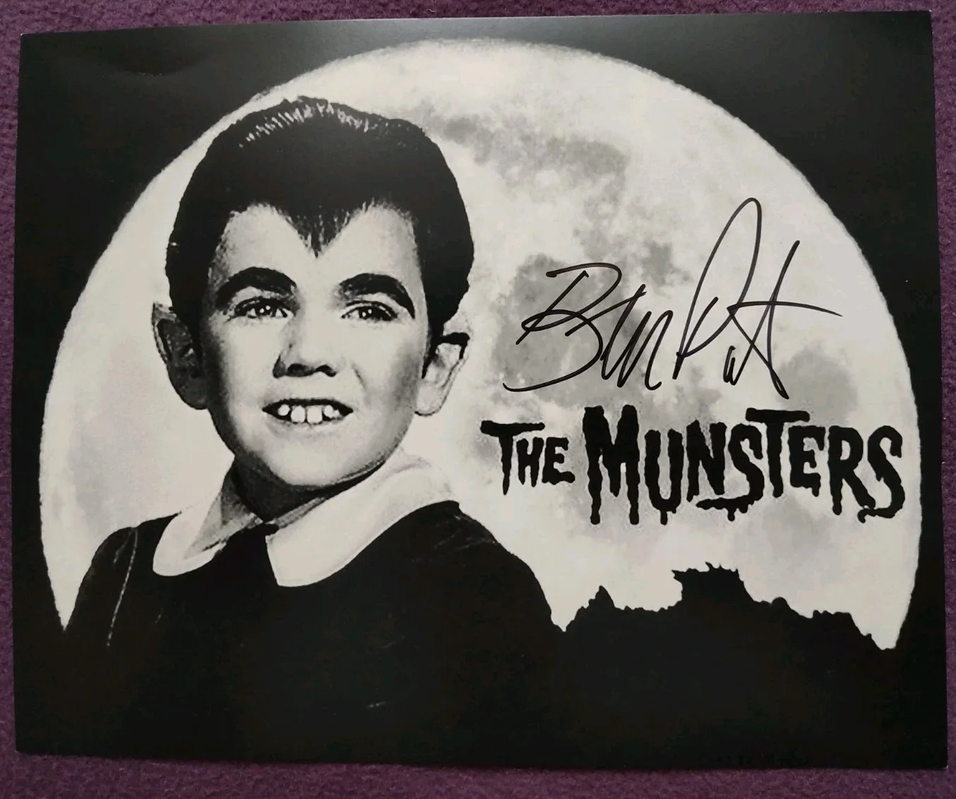 Butch Patrick — Munsters EDDIE MUNSTER Butch Patrick Signed Signature B&W Photo MyVegas Promo