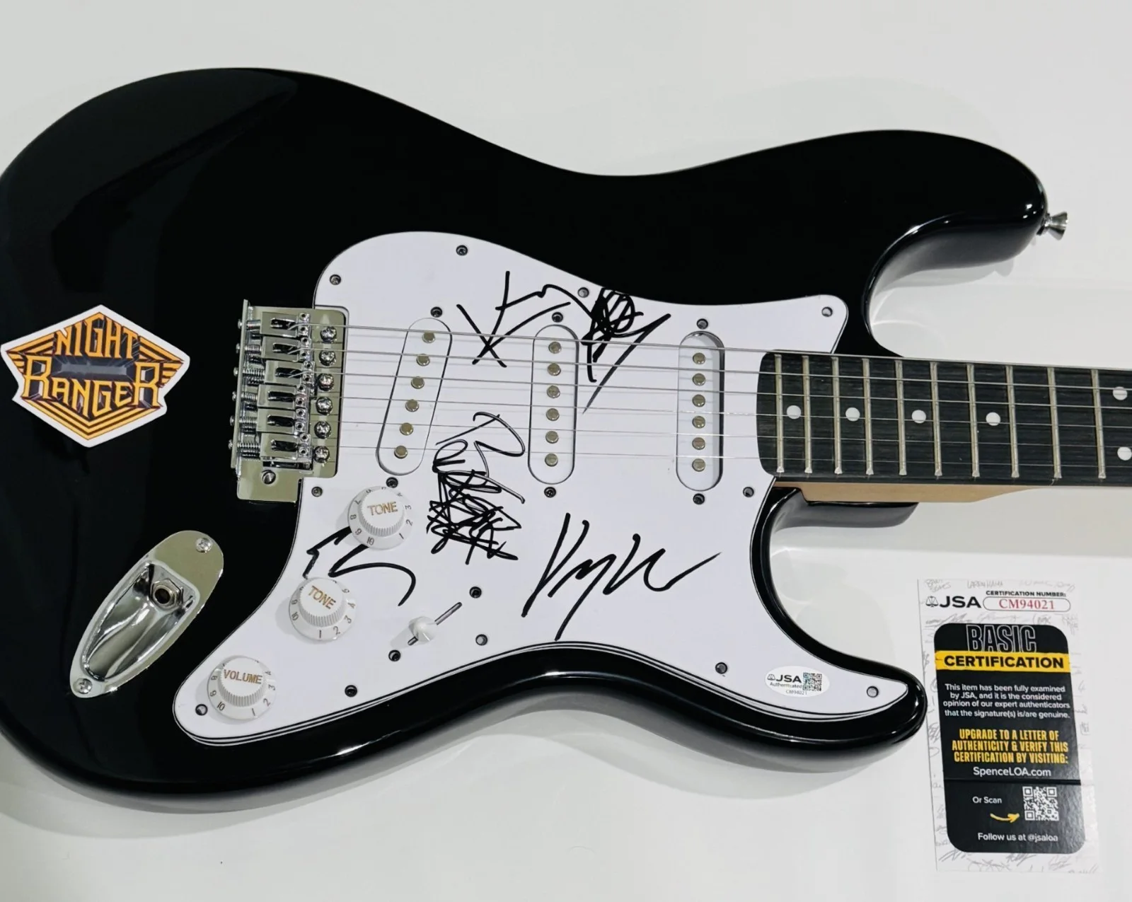 NIGHT RANGER SIGNED ELECTRIC GUITAR BRAD GILLIS JACK BLADES KEAGY ALL 5 JSA COA, image 2