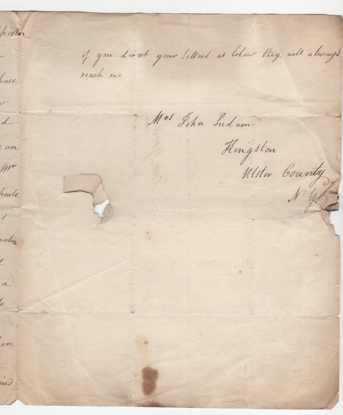 1818 New York Letter mentioning English tenor Charles Incledon / Mrs. John Sudam, изображение 3
