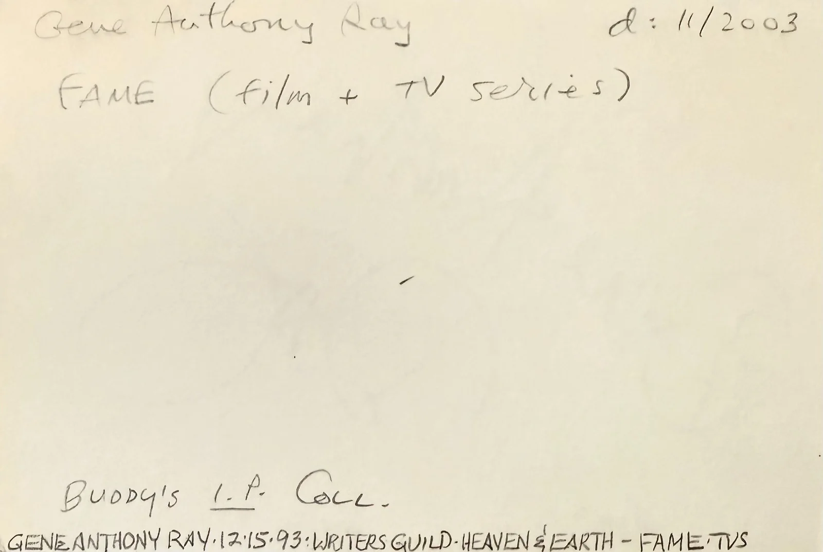 Gene Anthony Ray — GENE ANTHONY RAY Signed Autographed 4"x 6" INDEX CARD Eddie Linc's Carrie FAME, изображение 4