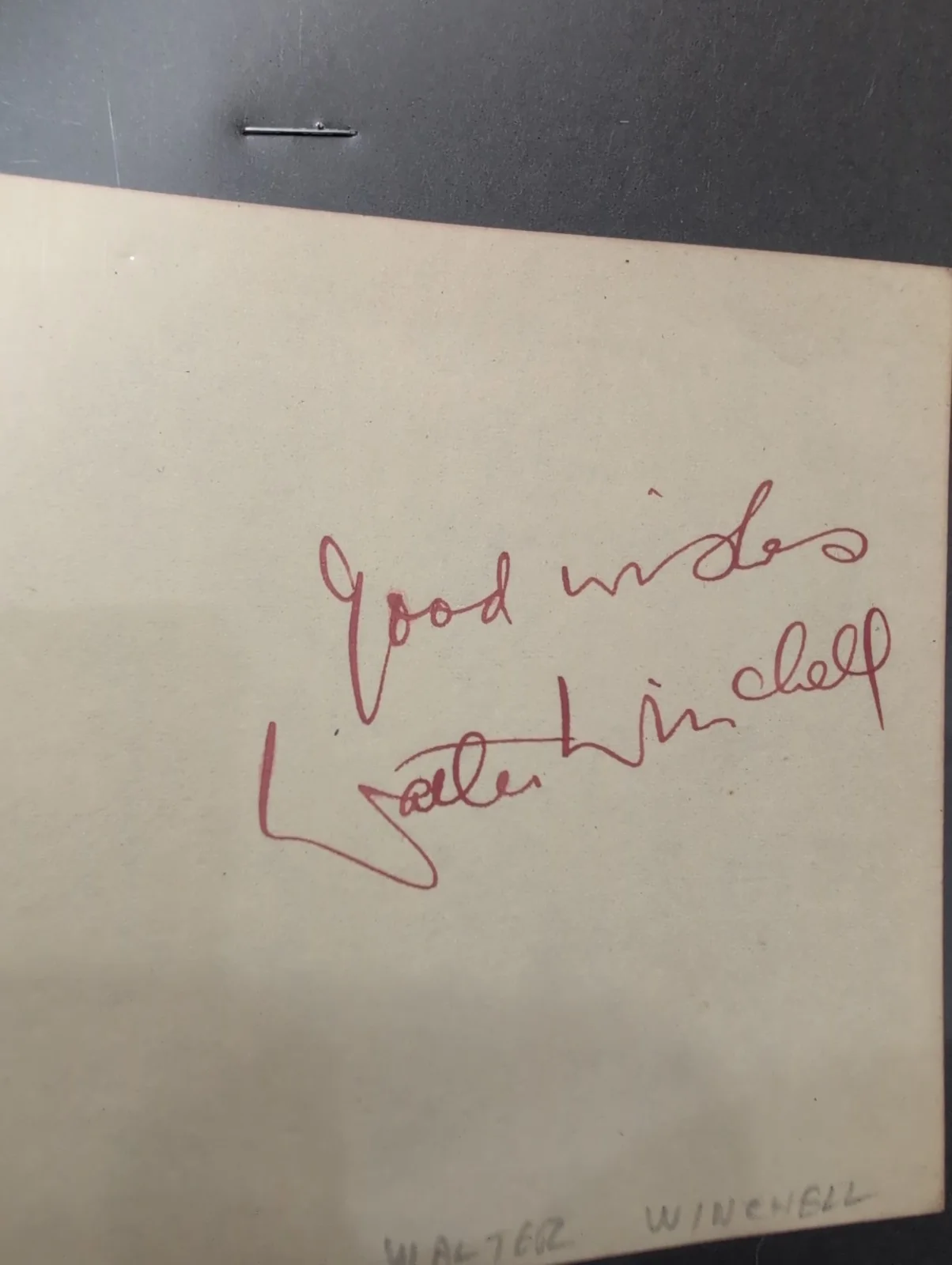 Walter Winchell — Walter Winchell Signed Autograph Page, image 2
