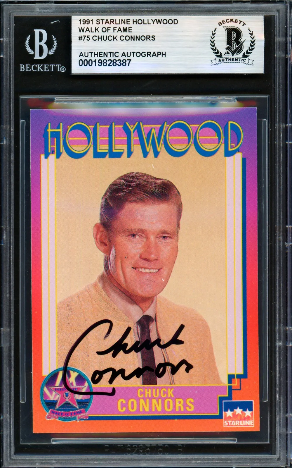 Chuck Connors — Chuck Connors Signed 1991 Starline Card #75 Rifleman Beckett BAS #19828387