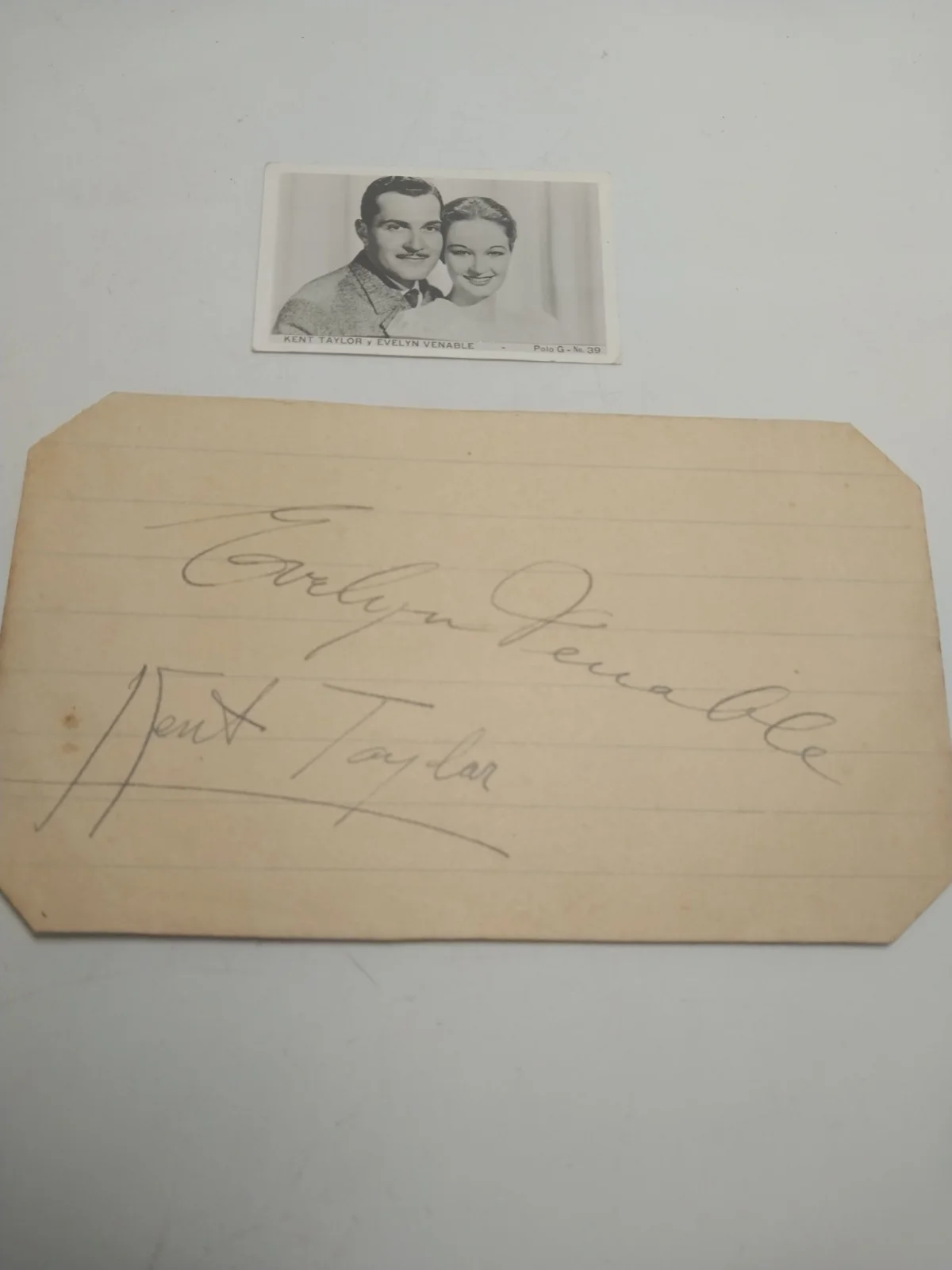 1934 Evelyn Venabl Kent Taylor Autograph w/ Provenance Signed & Real Photo Card, изображение 3