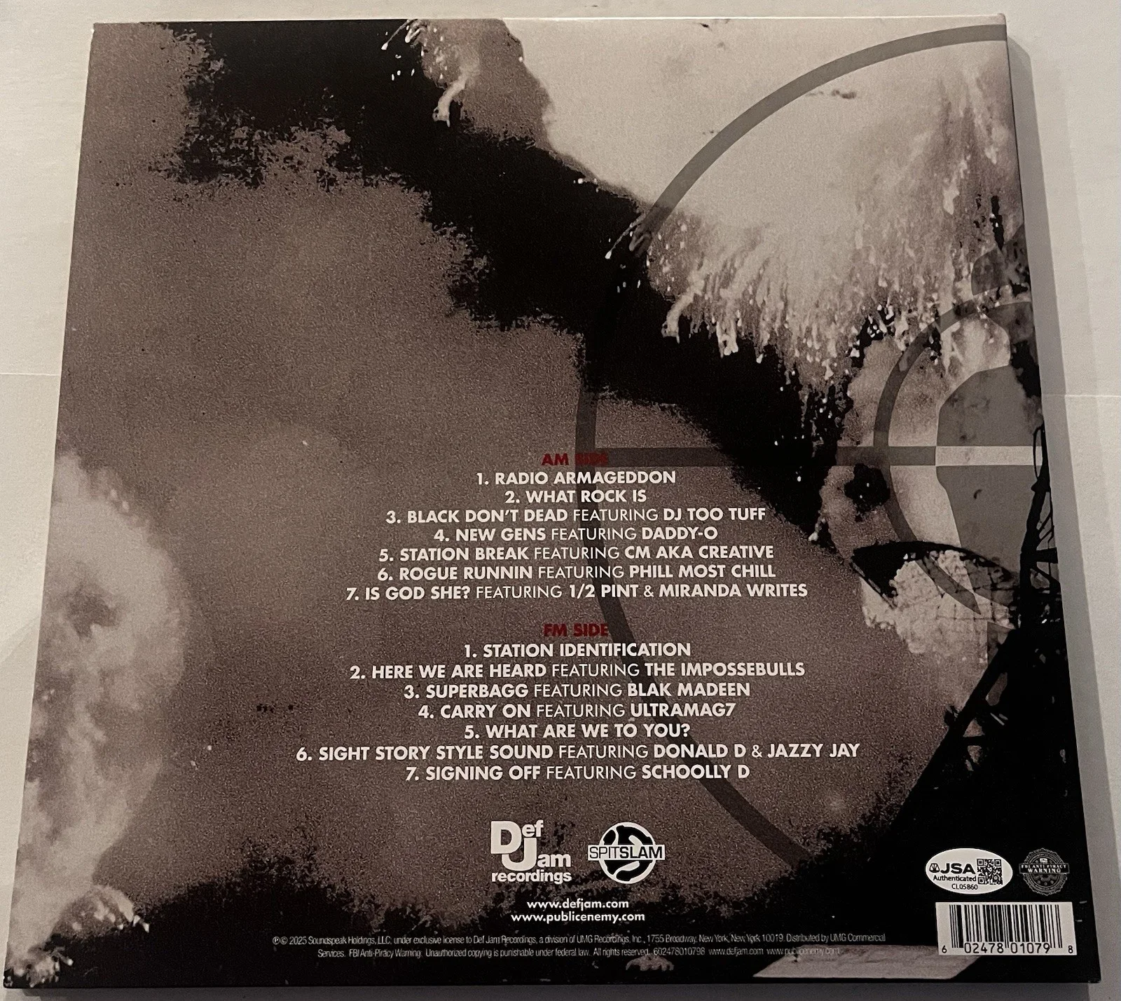 CHUCK D SIGNED ENEMY RADIO ARMAGEDDON LP VINYL RECORD ALBUM PUBLIC ENEMY JSA COA, изображение 4