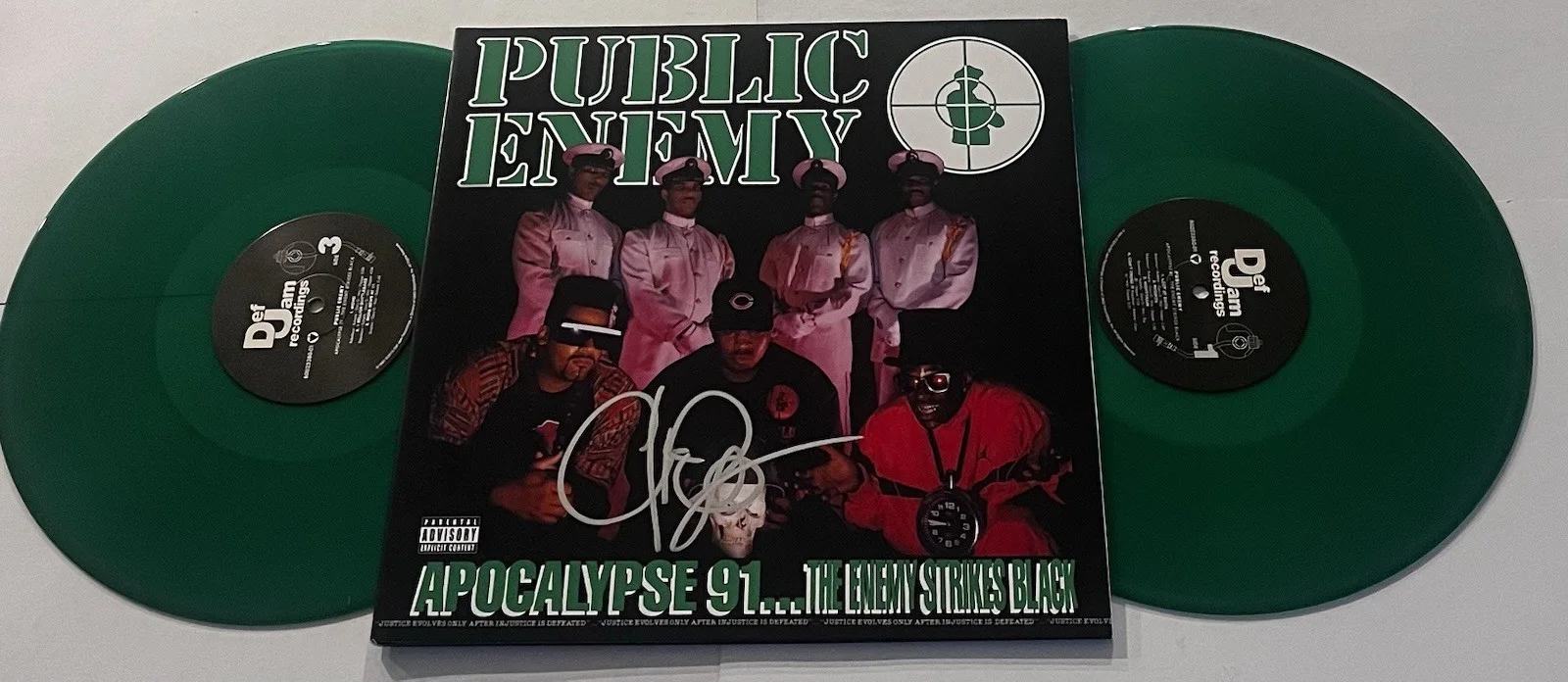 CHUCK D PUBLIC ENEMY SIGNED APOCALYPSE 91 LP VINYL RECORD ALBUM JSA COA, изображение 2