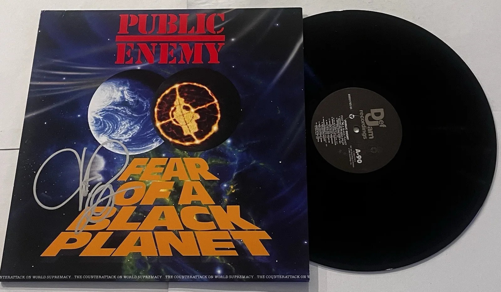 CHUCK D PUBLIC ENEMY SIGNED FEAR OF A BLACK PLANET LP VINYL RECORD ALBUM JSA COA, изображение 2