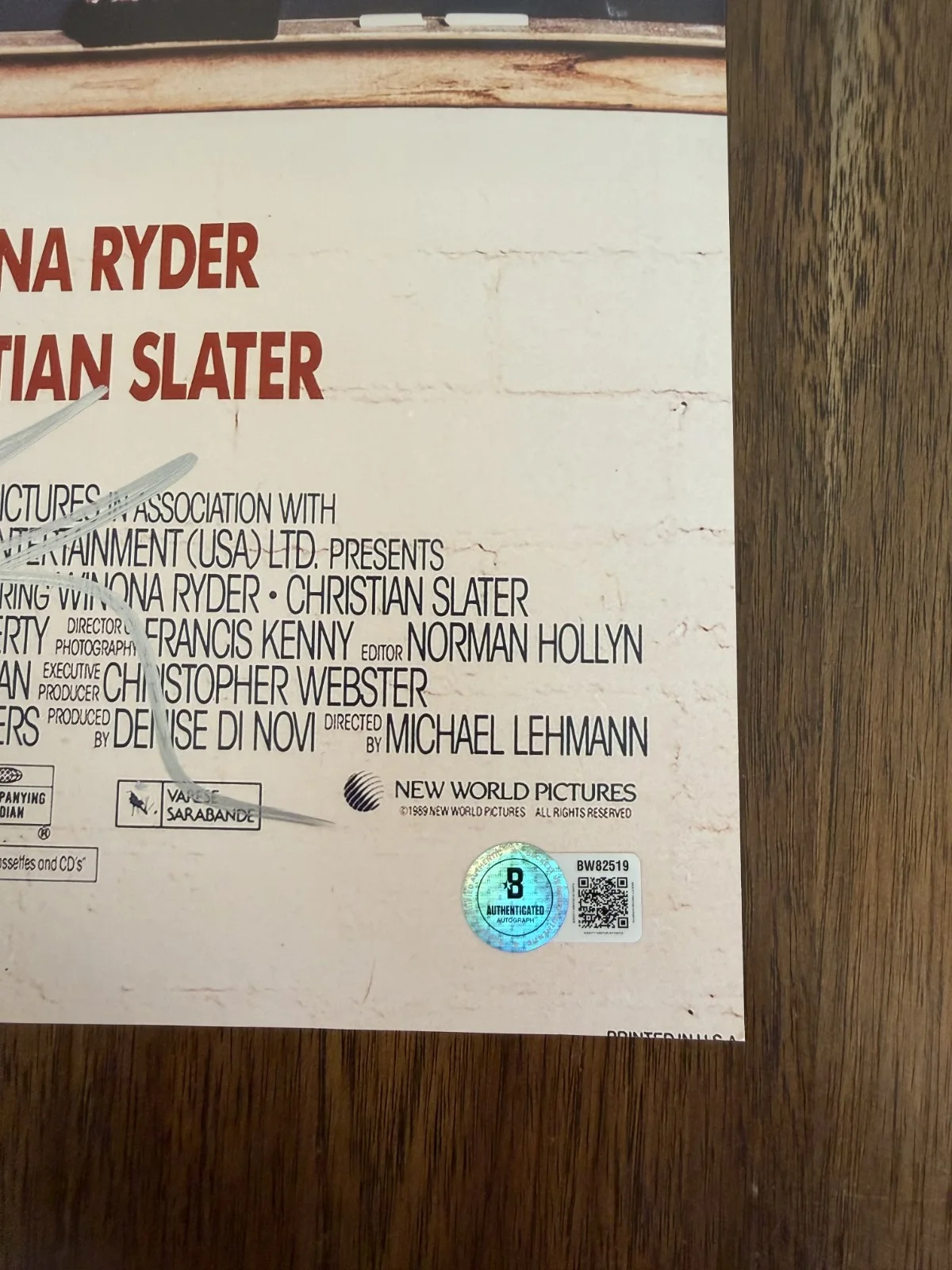 Christian Slater ‘Heathers’ Signed 12x18 Photo ‘J.D.’ Beckett Certified, изображение 2