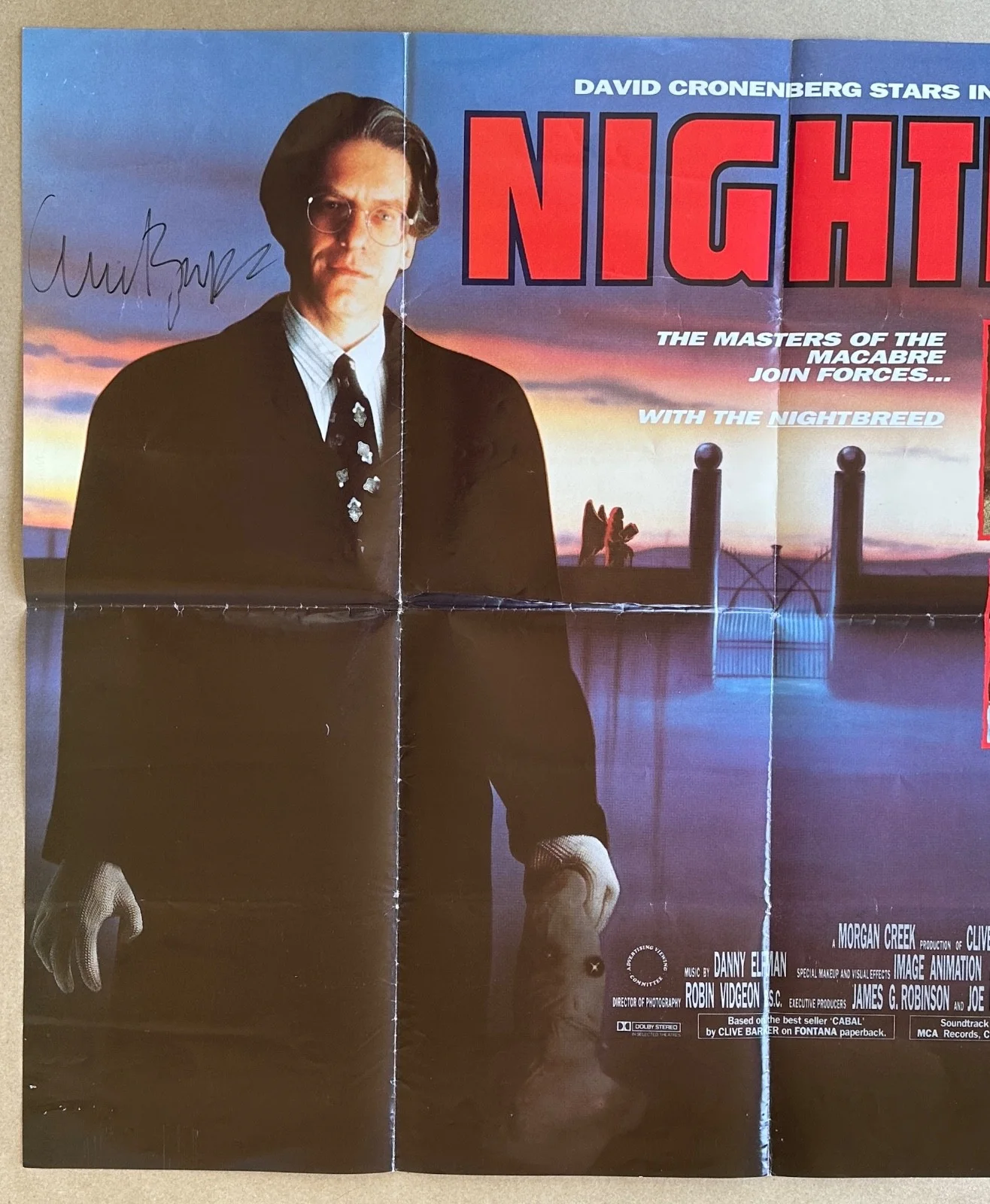 Clive Barker — NIGHTBREED David Cronenberg CLIVE BARKER Signed AUTOGRAPHED 30x40 QUAD POSTER, image 3