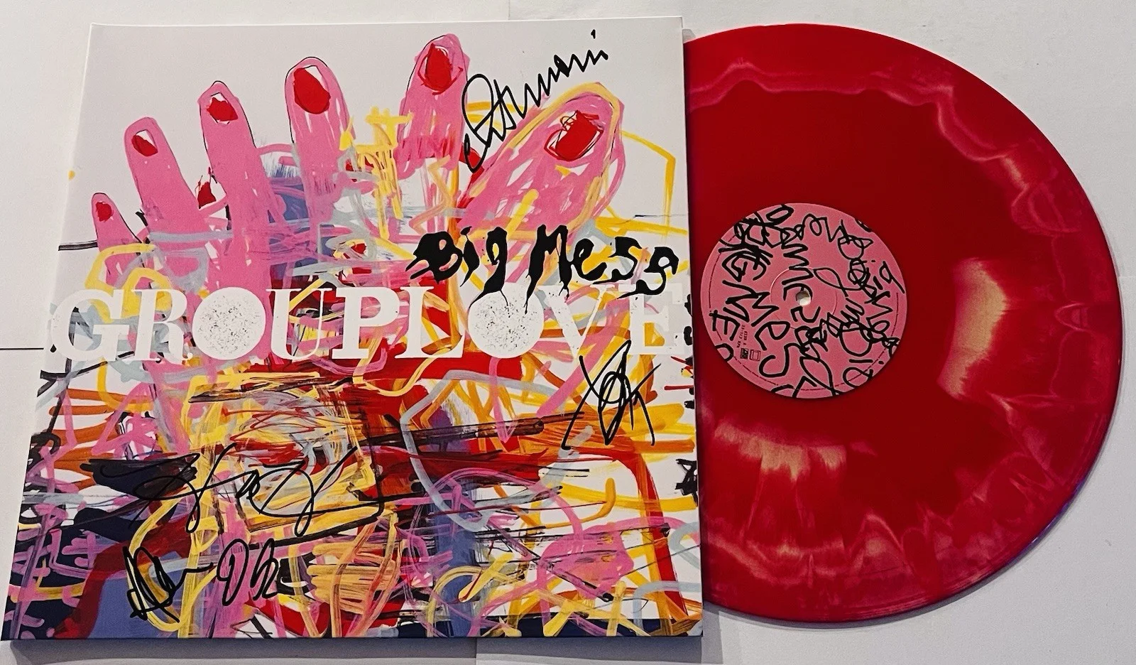 GROUPLOVE SIGNED BIG MESS LP VINYL RECORD ALBUM CHRISTIAN HANNAH +3 JSA COA, изображение 2