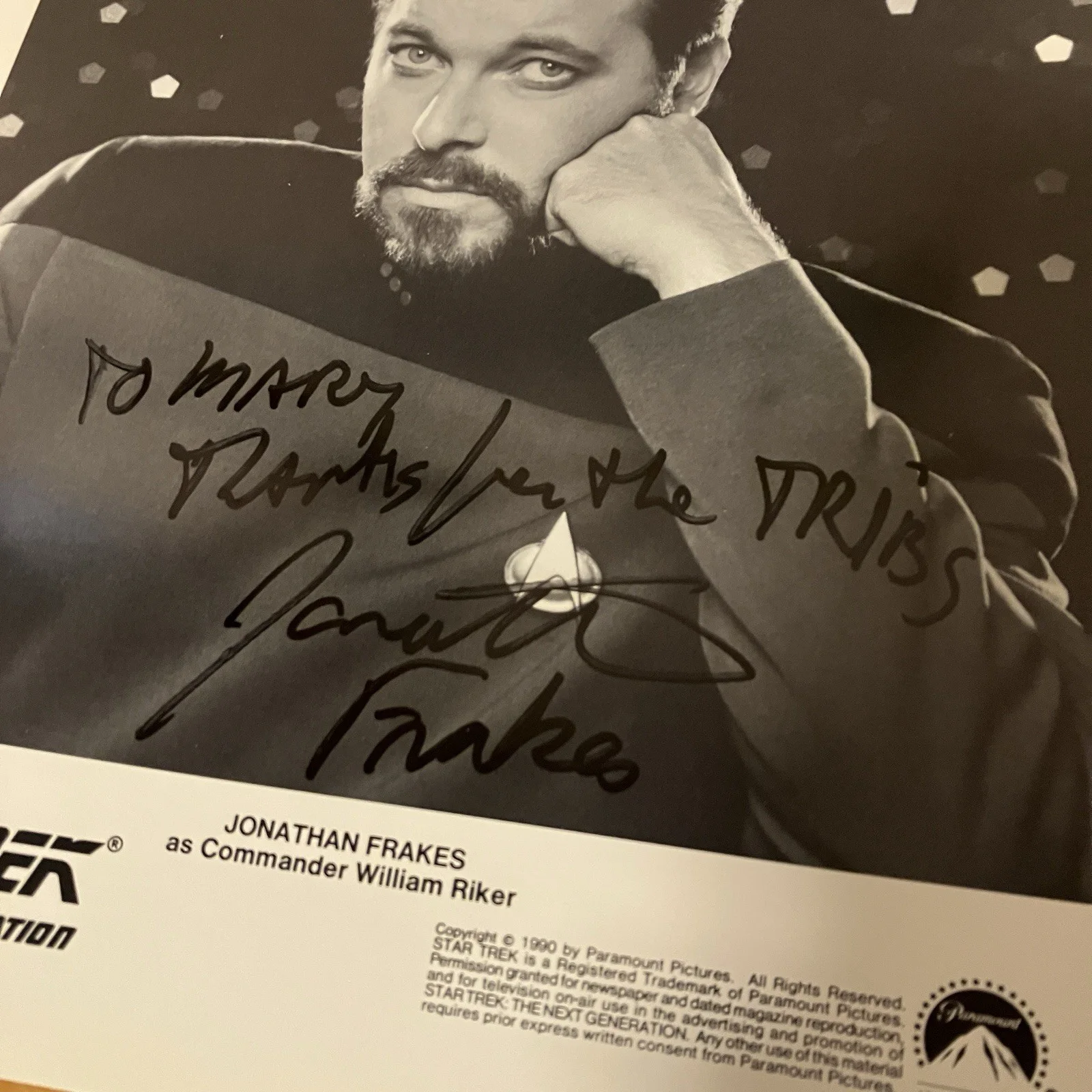 Jonathan Frakes — Star Trek Next Generation: Signed Riker / Jonathan Frakes Portrait Autographed, изображение 2