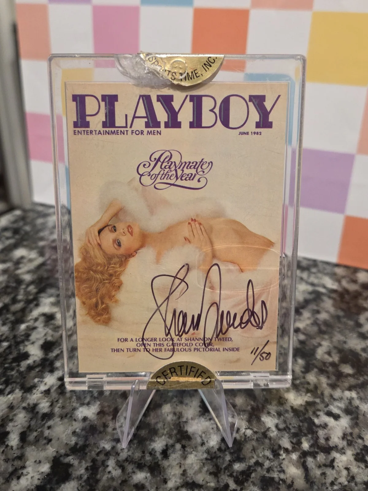Shannon Tweed — Shannon Tweed Hand Signed Playboy Playmate OTY Auto # 11/50 Card #85 1982