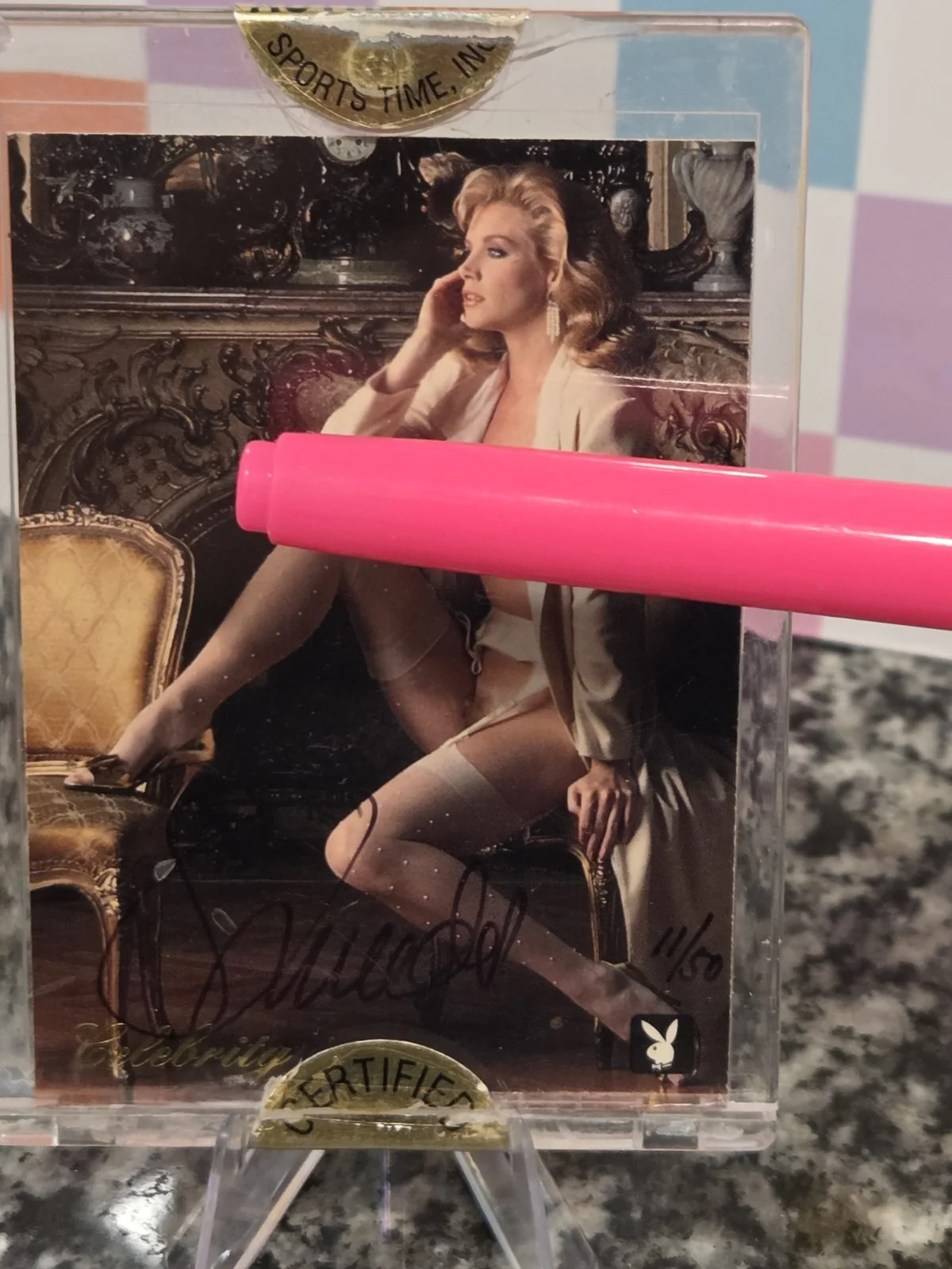 Shannon Tweed — Shannon Tweed Hand Signed Playboy Playmate OTY Auto # 11/50 Card #3ST 1985