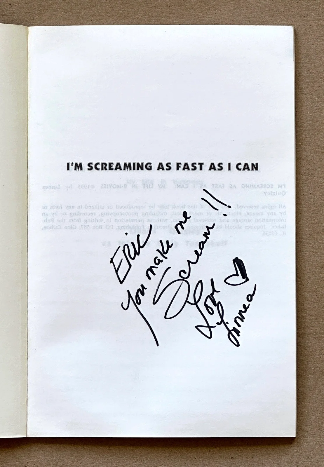 I'M SCREAMING AS FAST AS I CAN My Life in B-Movies LINNEA QUIGLEY SIGNED SC BOOK, изображение 4