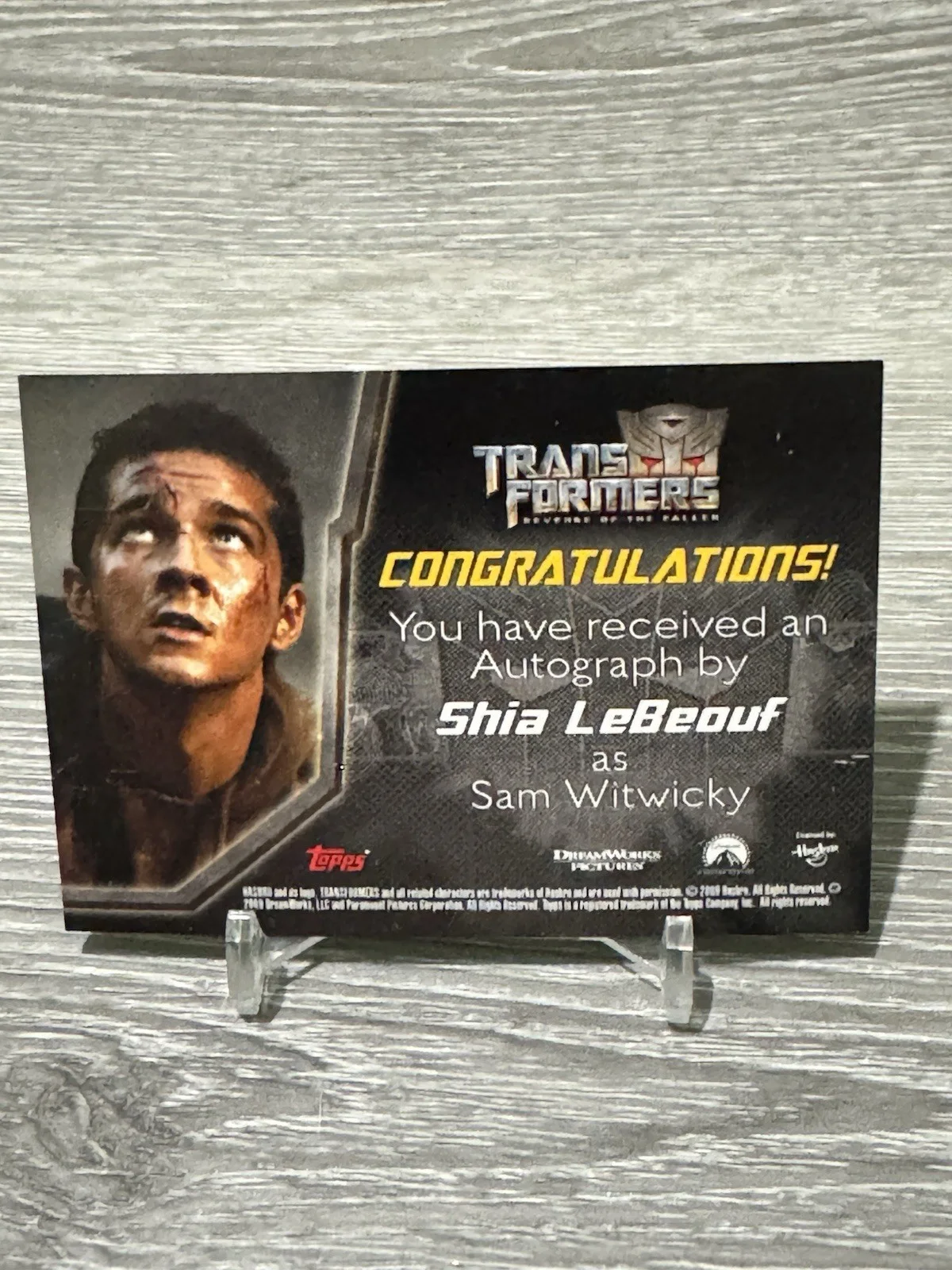 Shia LeBeouf — Shia LeBeouf Autographed Card Transformers Revenge of the Fallen Original, image 2