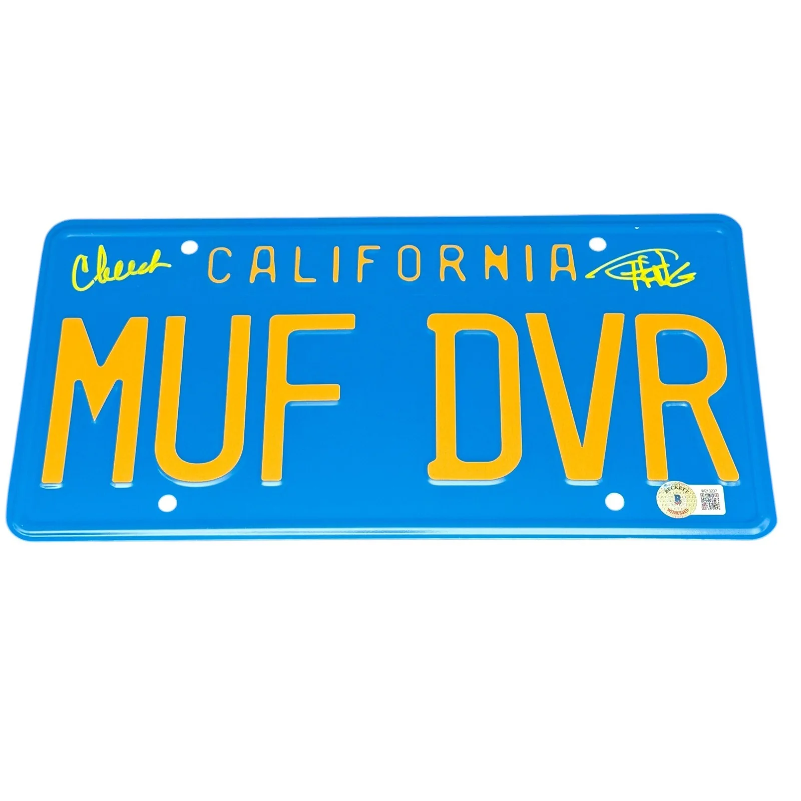 Cheech Marin & Tommy Chong — Cheech Marin & Tommy Chong Signed MUF DVR License Plate Autograph Beckett COA