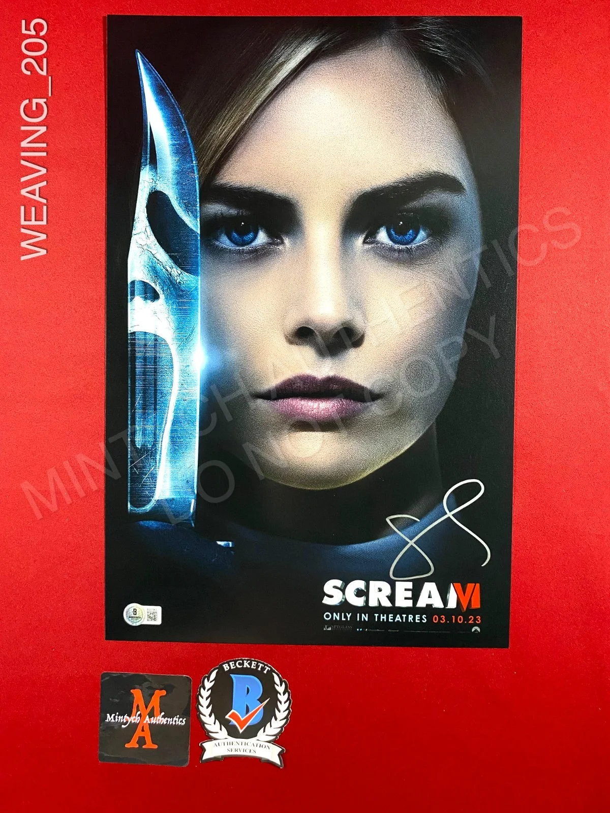 Samara Weaving — Samara Weaving autographed signed Scream 11x17 photo Beckett COA Ghostface