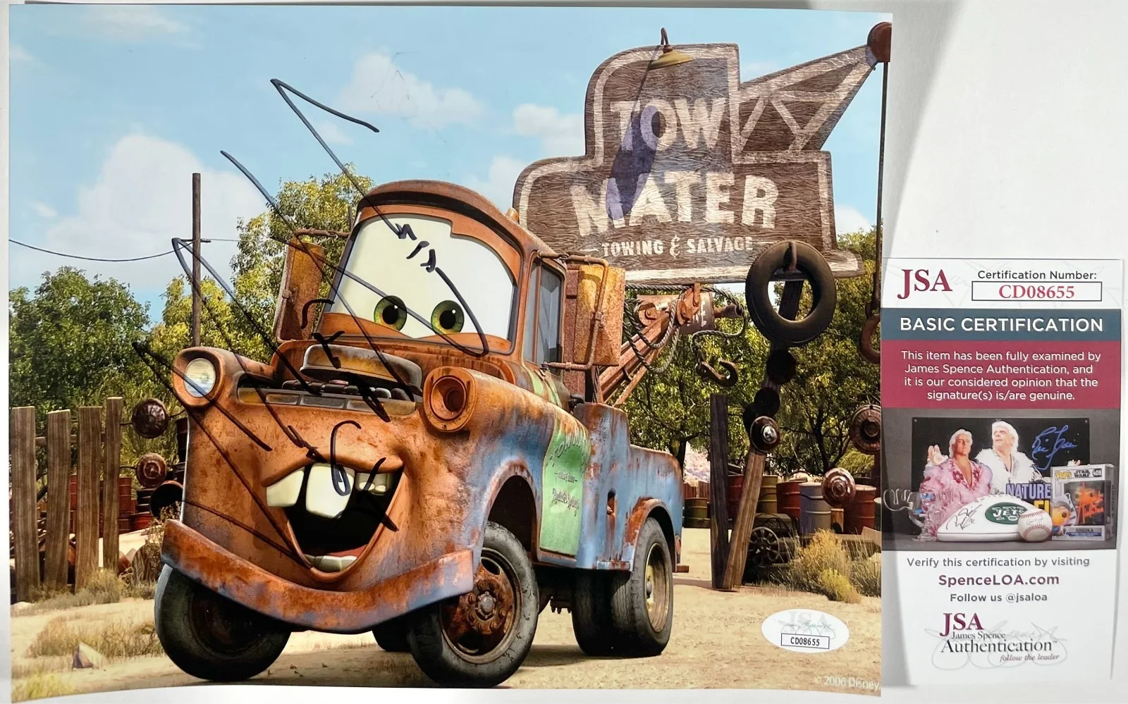Larry The Cable Guy — Larry The Cable Guy Signed Disney PIXAR Cars Mater 8x10 Photo Autograph JSA COA