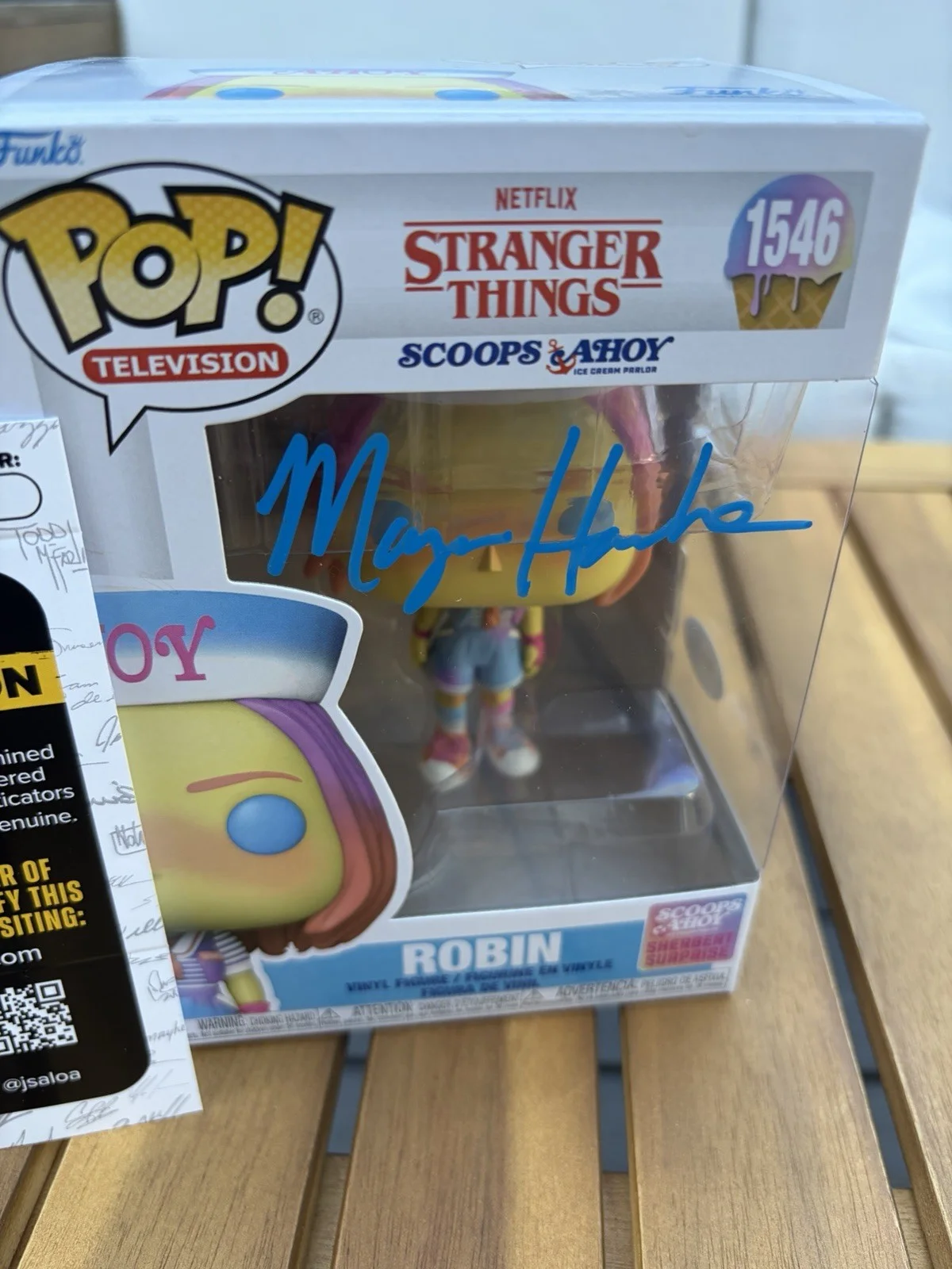 Maya Hawke — Maya Hawke Signed Funko Pop Stranger Things Robin #1546 Autograph JSA COA *PROOF, image 2