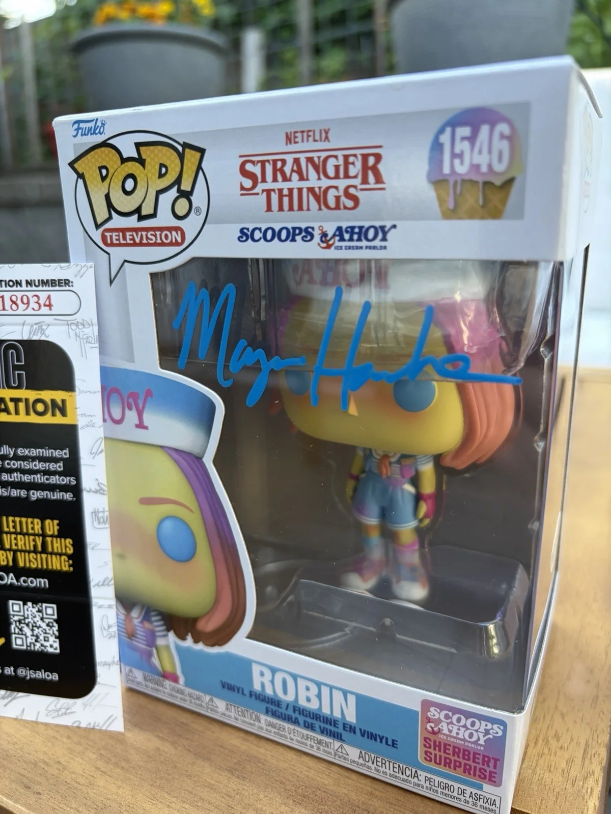 Maya Hawke — Maya Hawke Signed Funko Pop Stranger Things Robin #1546 Autograph JSA COA *PROOF, image 3