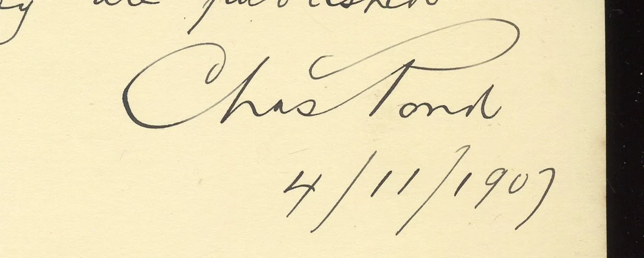 Charles Pond — 1907 Album Page with ANS: CHARLES POND English Entertainer MOSS BROS. Rental, изображение 2