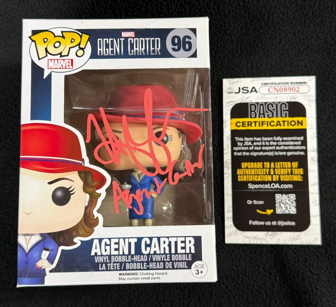 Hayley Atwell — Hayley Atwell Signed & Inscribed Agent Peggy Carter Pop Figure #96 JSA COA