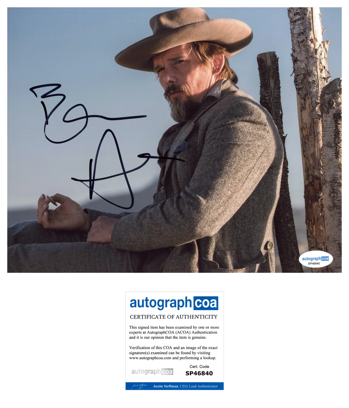 Ethan Hawke Magnificent Seven Autographed Signed 8x10 Photo ACOA, изображение 2